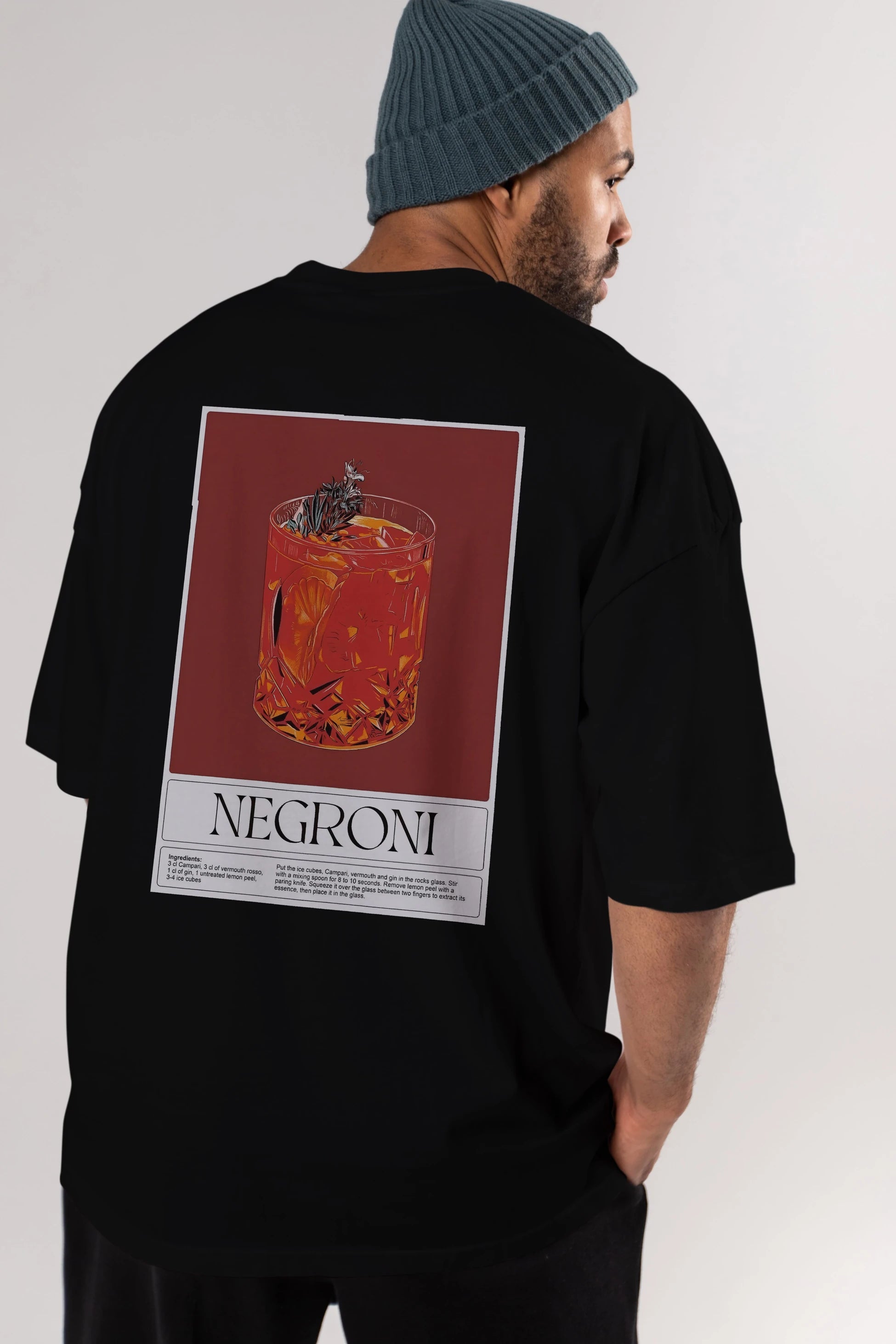 Negroni 2 Arka Baskılı Oversize t-shirt Erkek Kadın Unisex %100 Pamuk Bisiklet Yaka tişort