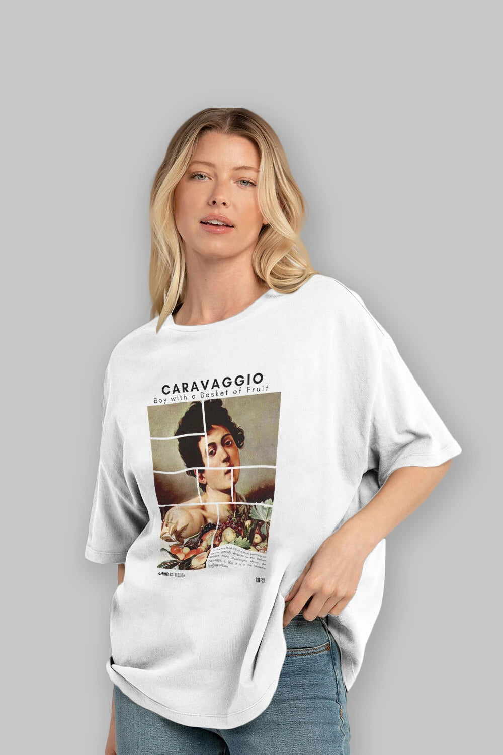 Caravaggio Boy ön Baskılı Oversize t-shirt Erkek Kadın Bisiklet Yaka Pamuk tişort