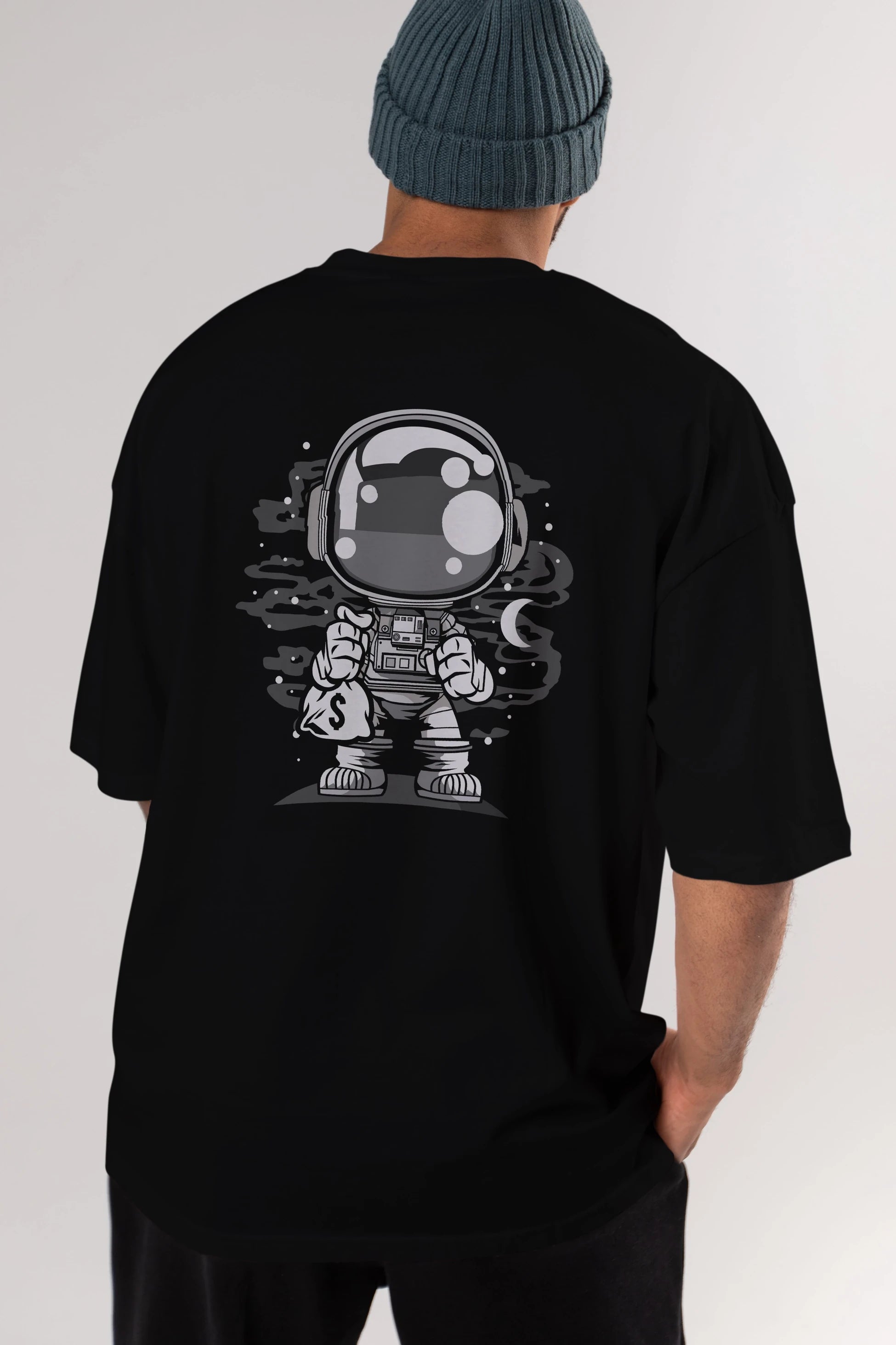 Astronaut Chibi Arka Baskılı Oversize t-shirt Erkek Kadın Unisex