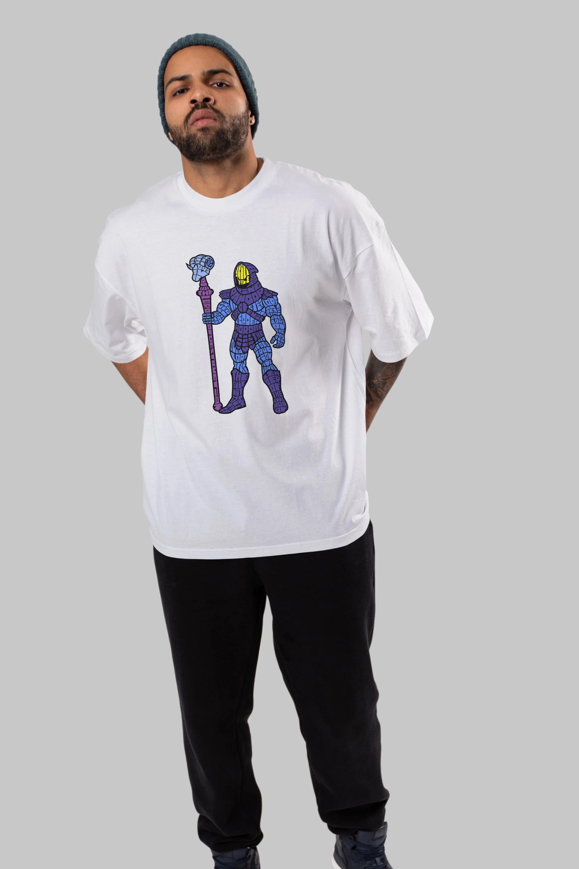 Skull Face Ön Baskılı Oversize t-shirt %100 pamuk Erkek Kadın Unisex
