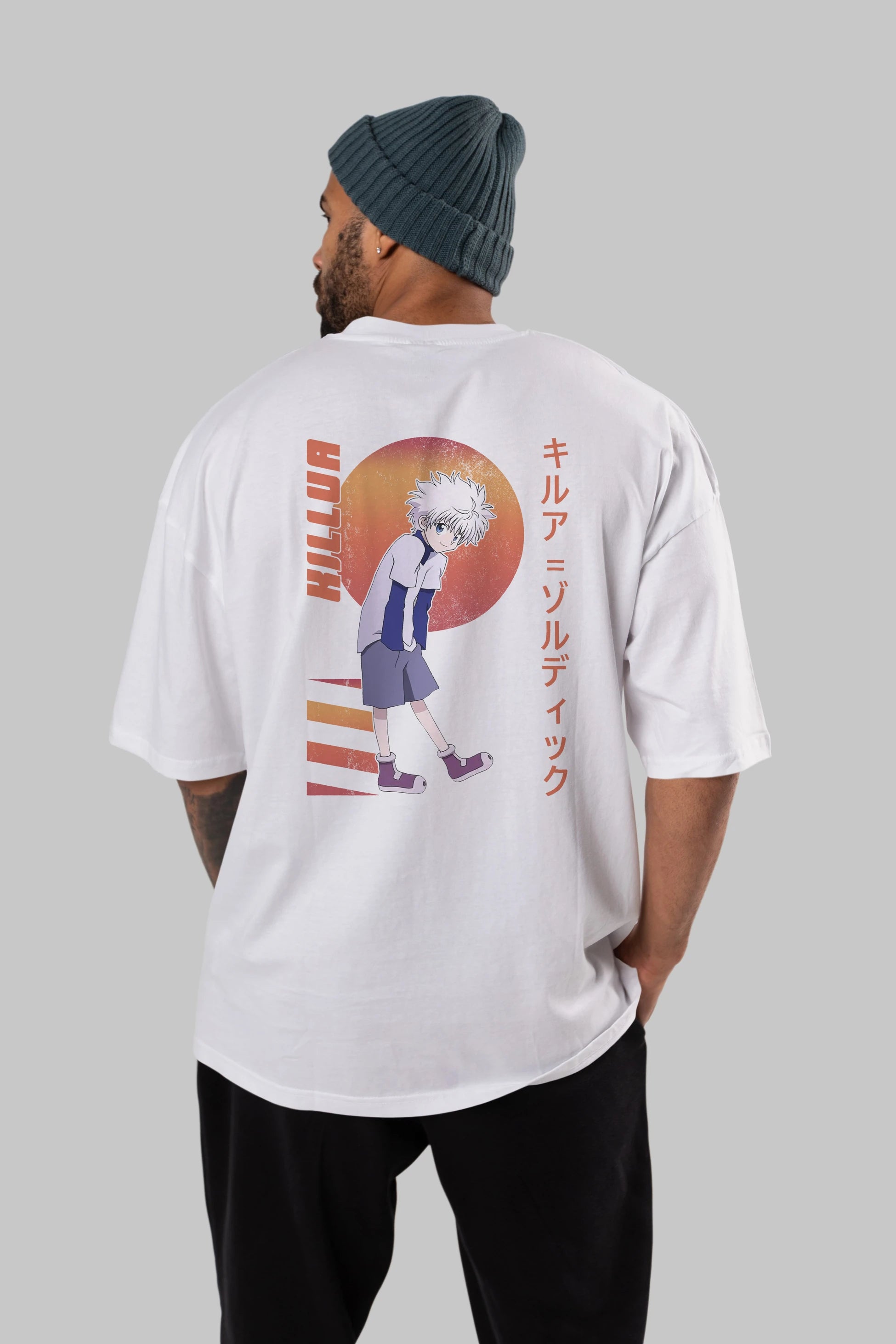 Killua Zoldyck 5 2 Anime Arka Baskılı Oversize t-shirt Erkek Kadın Unisex
