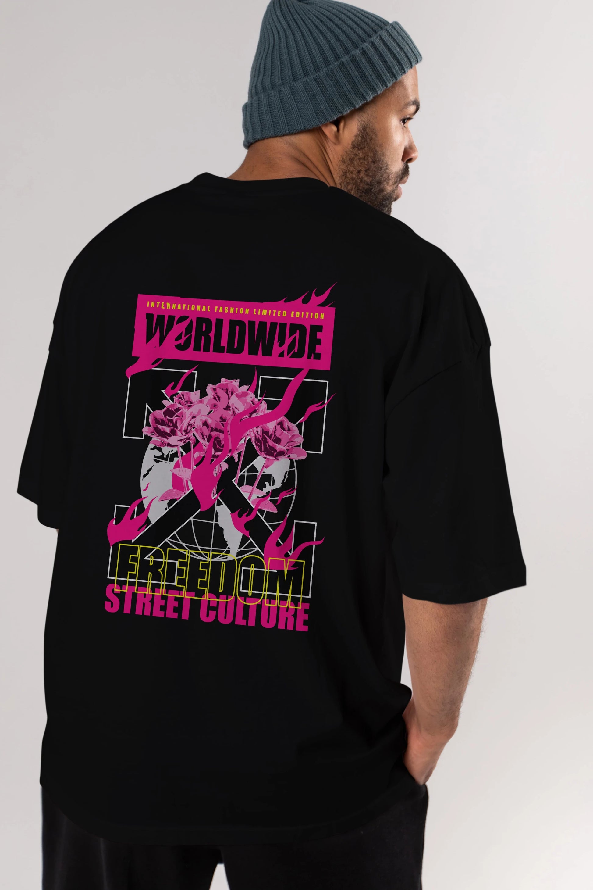Freedom Street Culture Arka Baskılı Oversize t-shirt Erkek Kadın Unisex