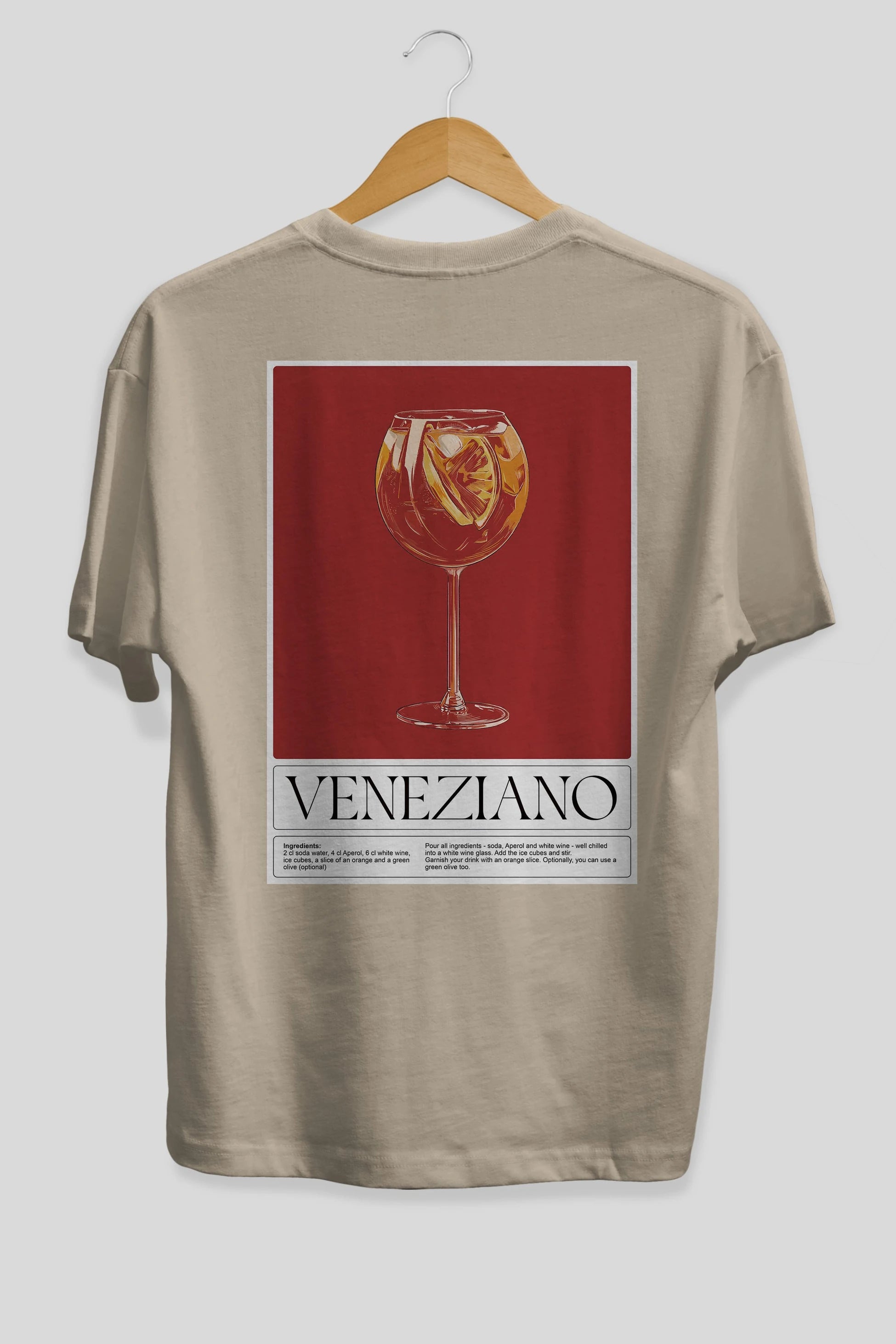 Veneziano Arka Baskılı Oversize t-shirt Erkek Kadın Unisex %100 Pamuk Bisiklet Yaka tişort