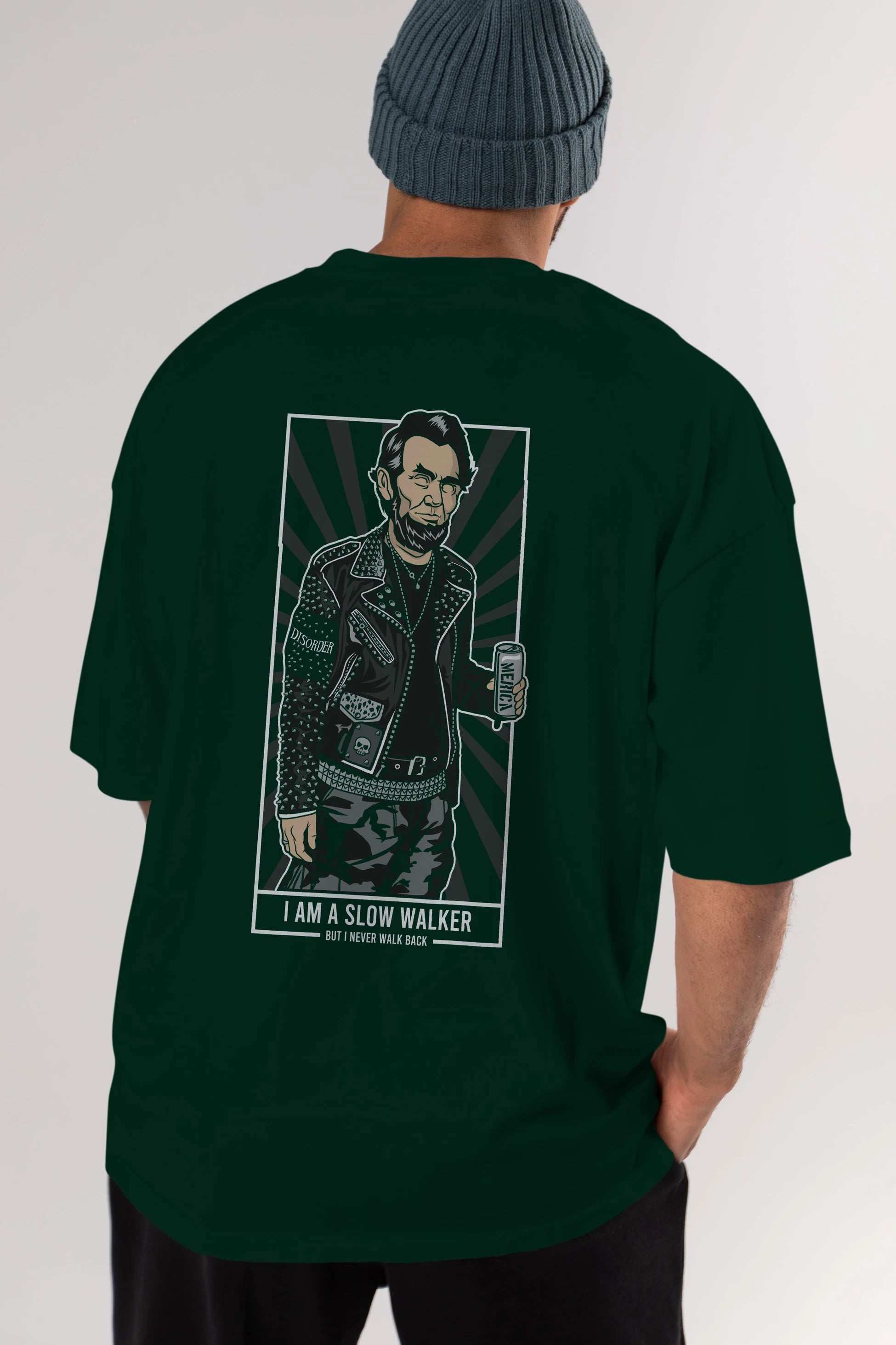 Lincoln Street Punk Arka Baskılı Oversize t-shirt Erkek Kadın Unisex %100 Pamuk tişort