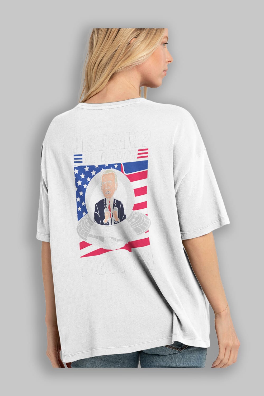Alien Biden Arka Baskılı Oversize t-shirt Erkek Kadın Unisex %100 Pamuk tişort