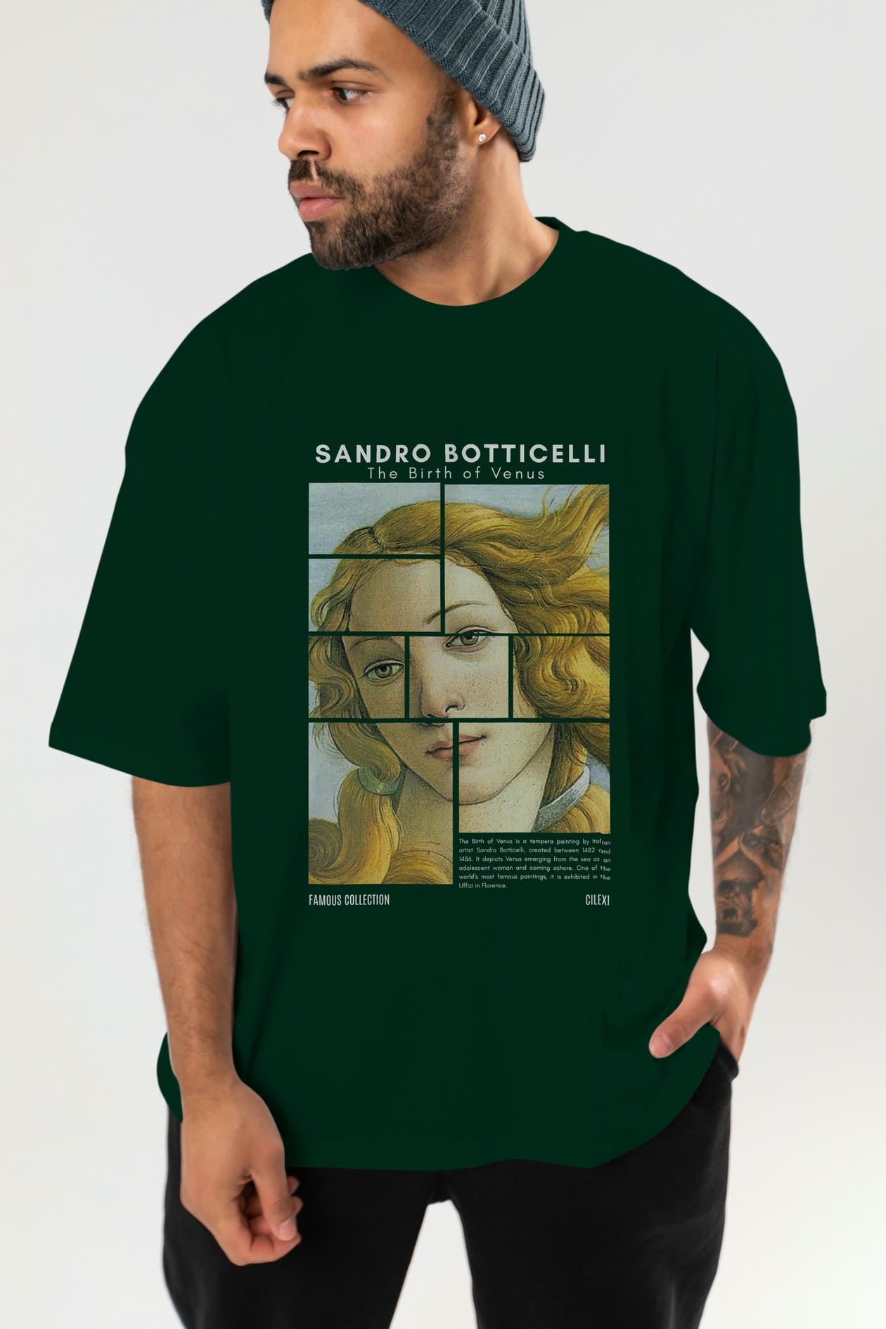 Sandro Botticelli ön Baskılı Oversize t-shirt Erkek Kadın Bisiklet Yaka Pamuk tişort