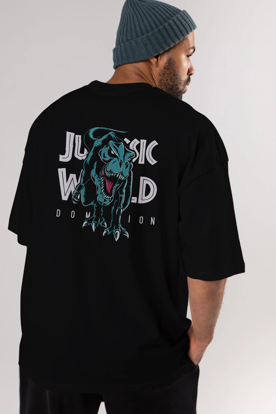 Jurassic Park (1) Arka Baskılı Oversize t-shirt Erkek Kadın Unisex %100 Pamuk Bisiklet Yaka tişort