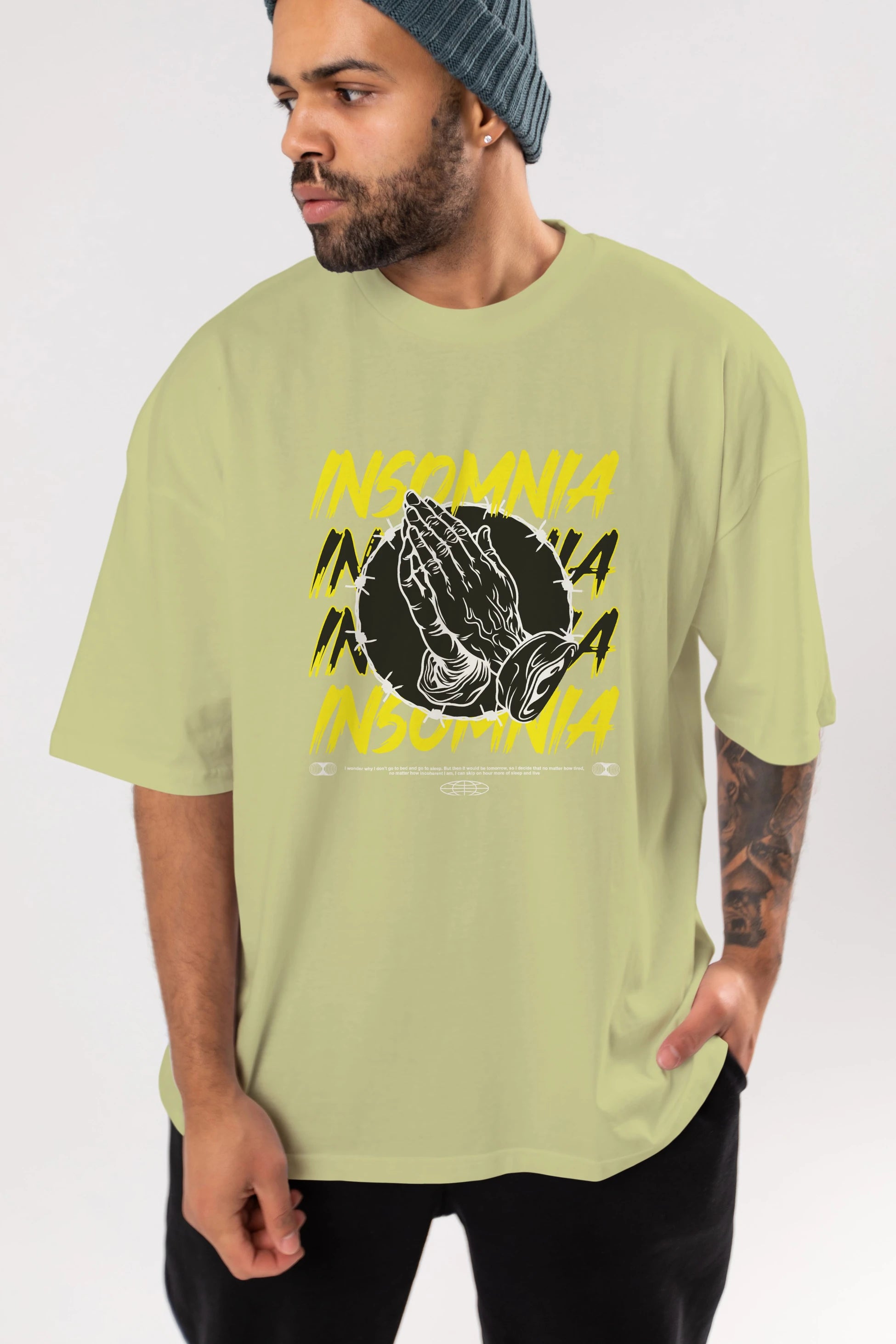 Insomnia Streetwear Ön Baskılı Oversize t-shirt Erkek Kadın Unisex