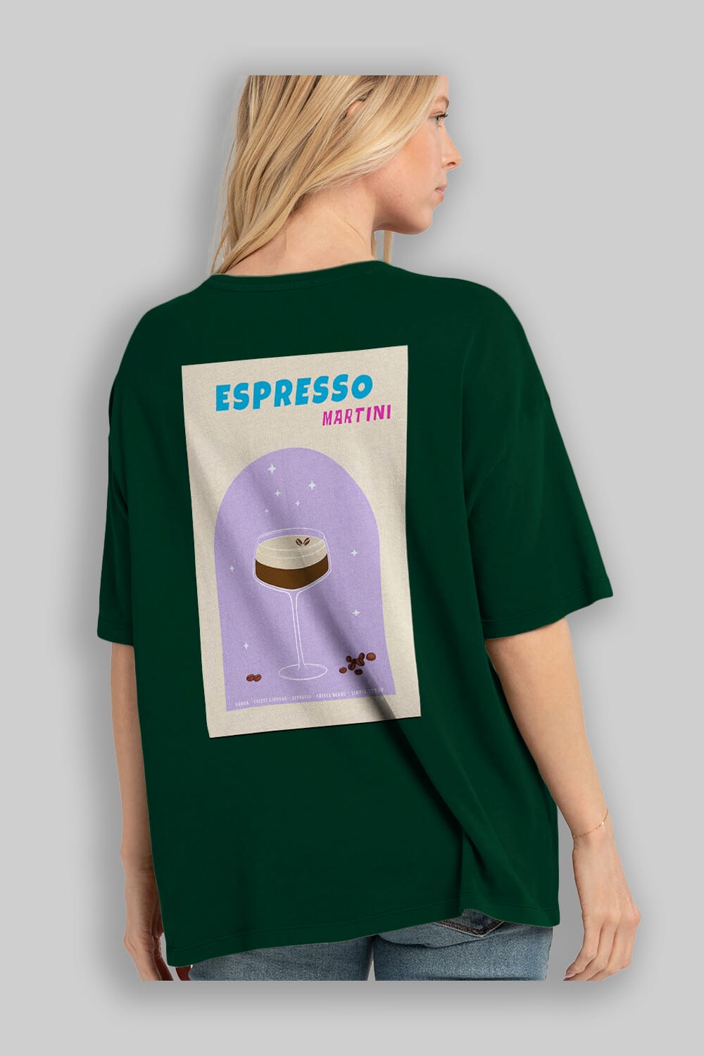 Espresso Martini 5 Arka Baskılı Oversize t-shirt Erkek Kadın Unisex %100 Pamuk Bisiklet Yaka tişort