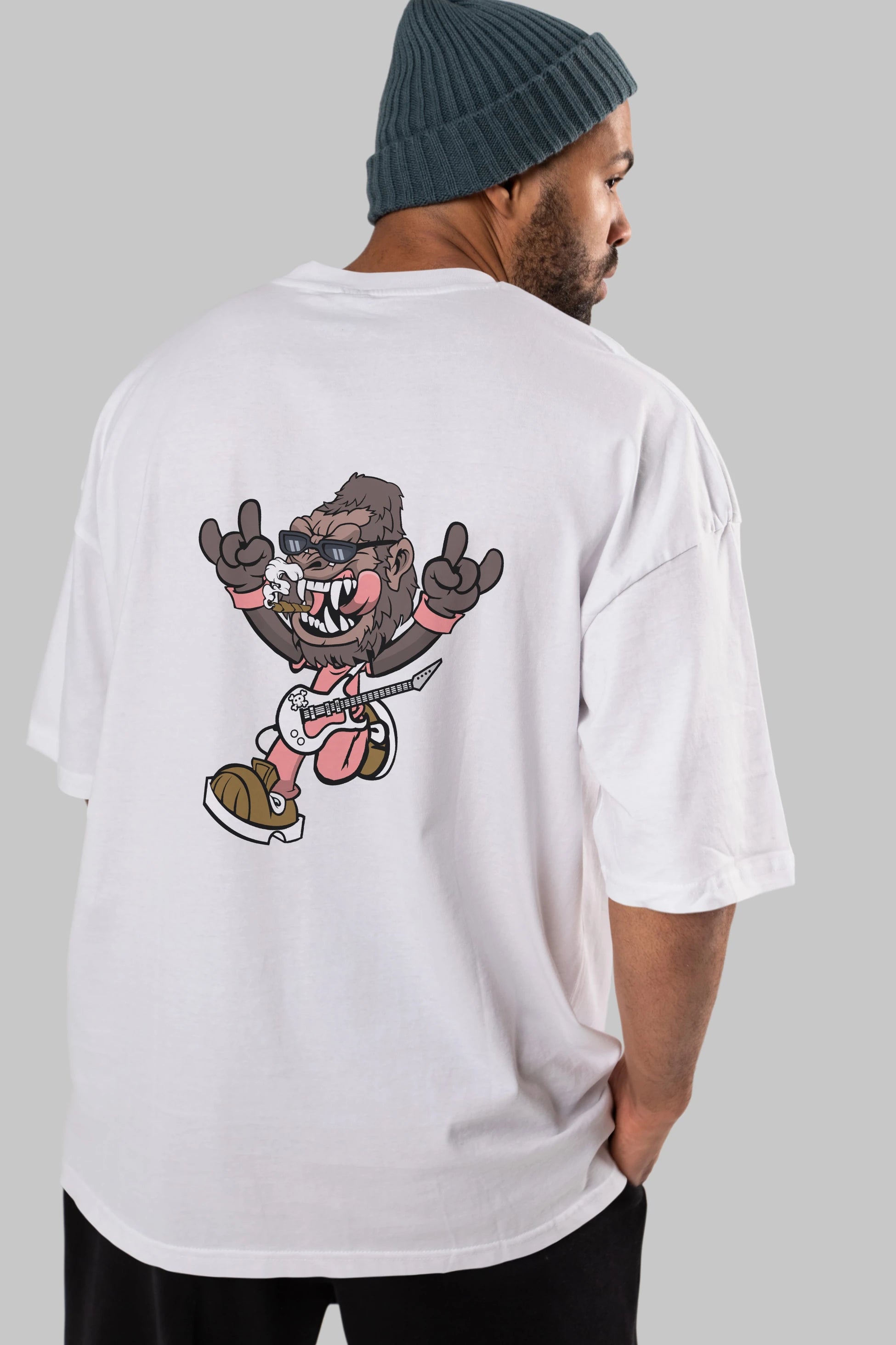 Gorilla Metal Arka Baskılı Oversize t-shirt Erkek Kadın Unisex %100 Pamuk tişort