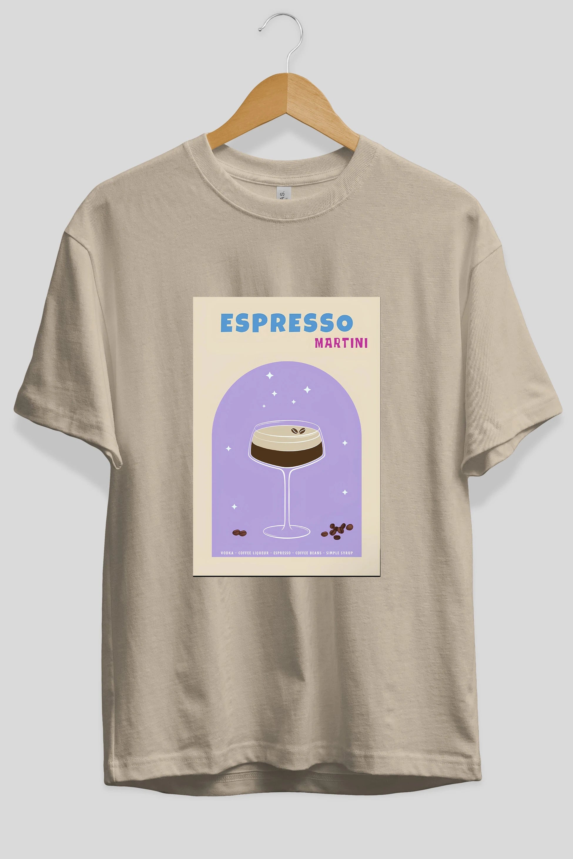 Espresso Martini 5 Ön Baskılı Oversize t-shirt Erkek Kadın Unisex %100 Pamuk Bisiklet Yaka tişort