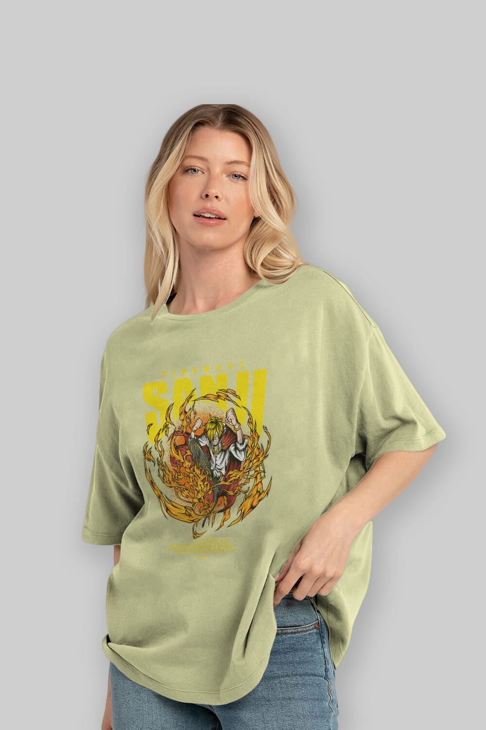 Vinsmoke Sanji Anime Ön Baskılı Oversize t-shirt %100 pamuk Erkek Kadın Unisex