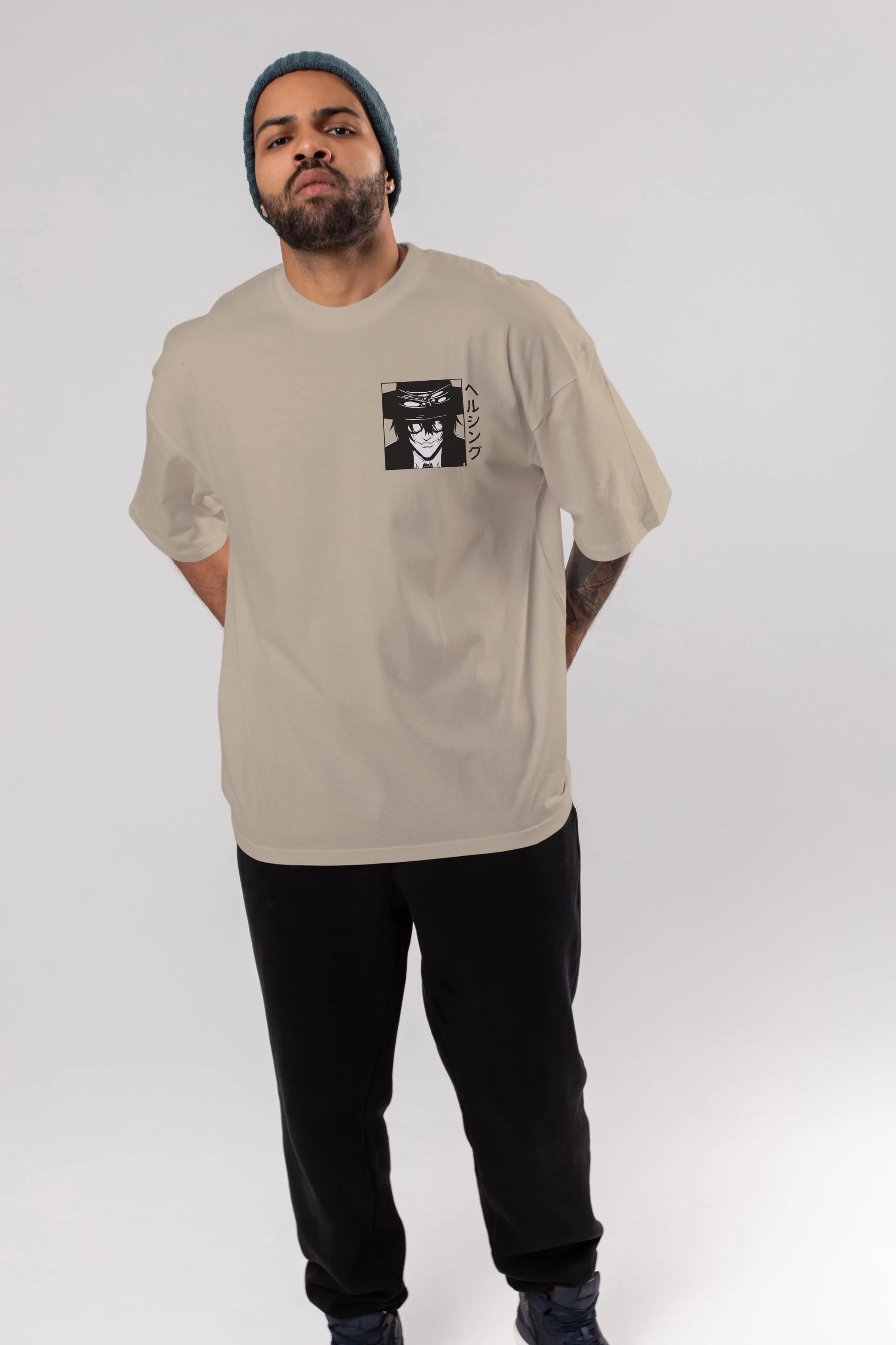 Alucard 1 Ön Sol Baskılı Oversize t-shirt Erkek Kadın Unisex %100 Pamuk Bisiklet Yaka tişort