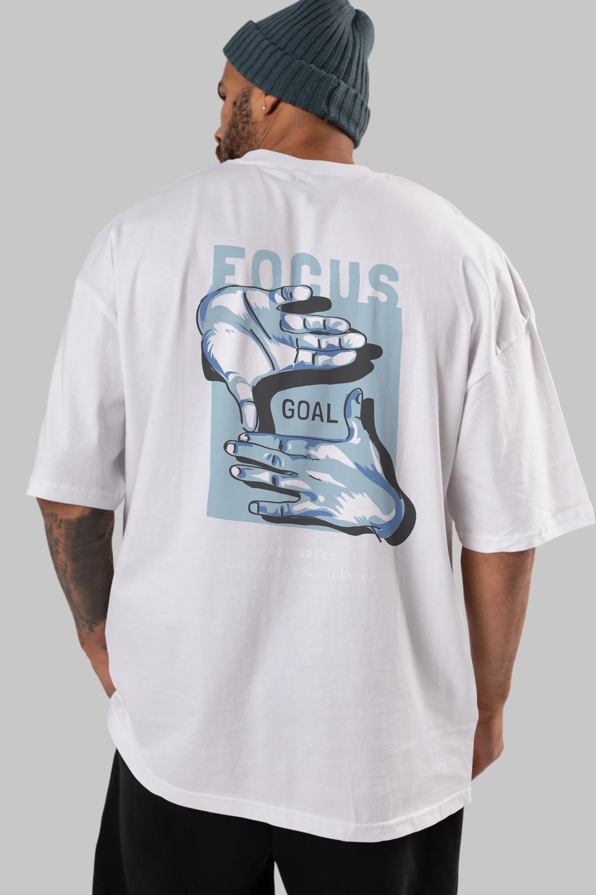 Focus Goal Arka Baskılı Oversize t-shirt Erkek Kadın Unisex