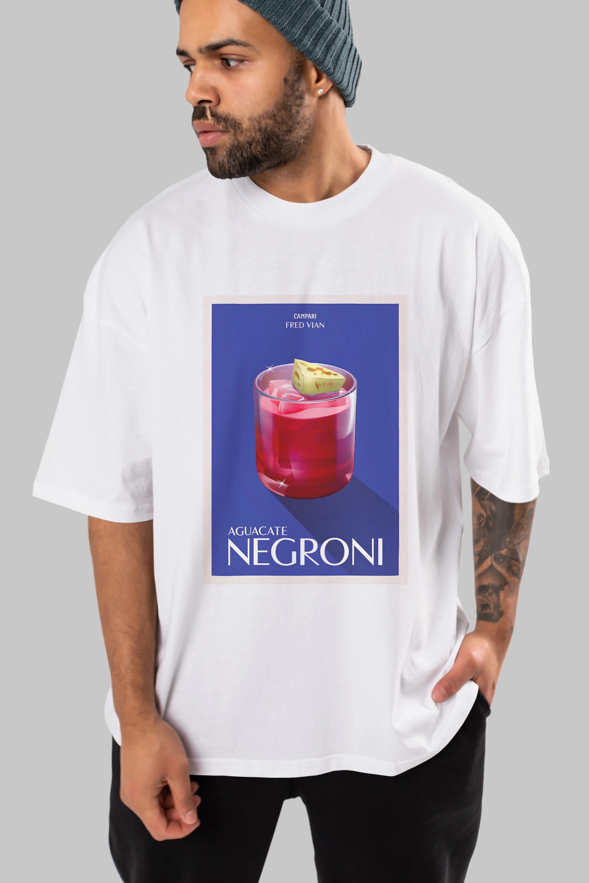 Aguacate Negroni Ön Baskılı Oversize t-shirt Erkek Kadın Unisex %100 Pamuk Bisiklet Yaka tişort
