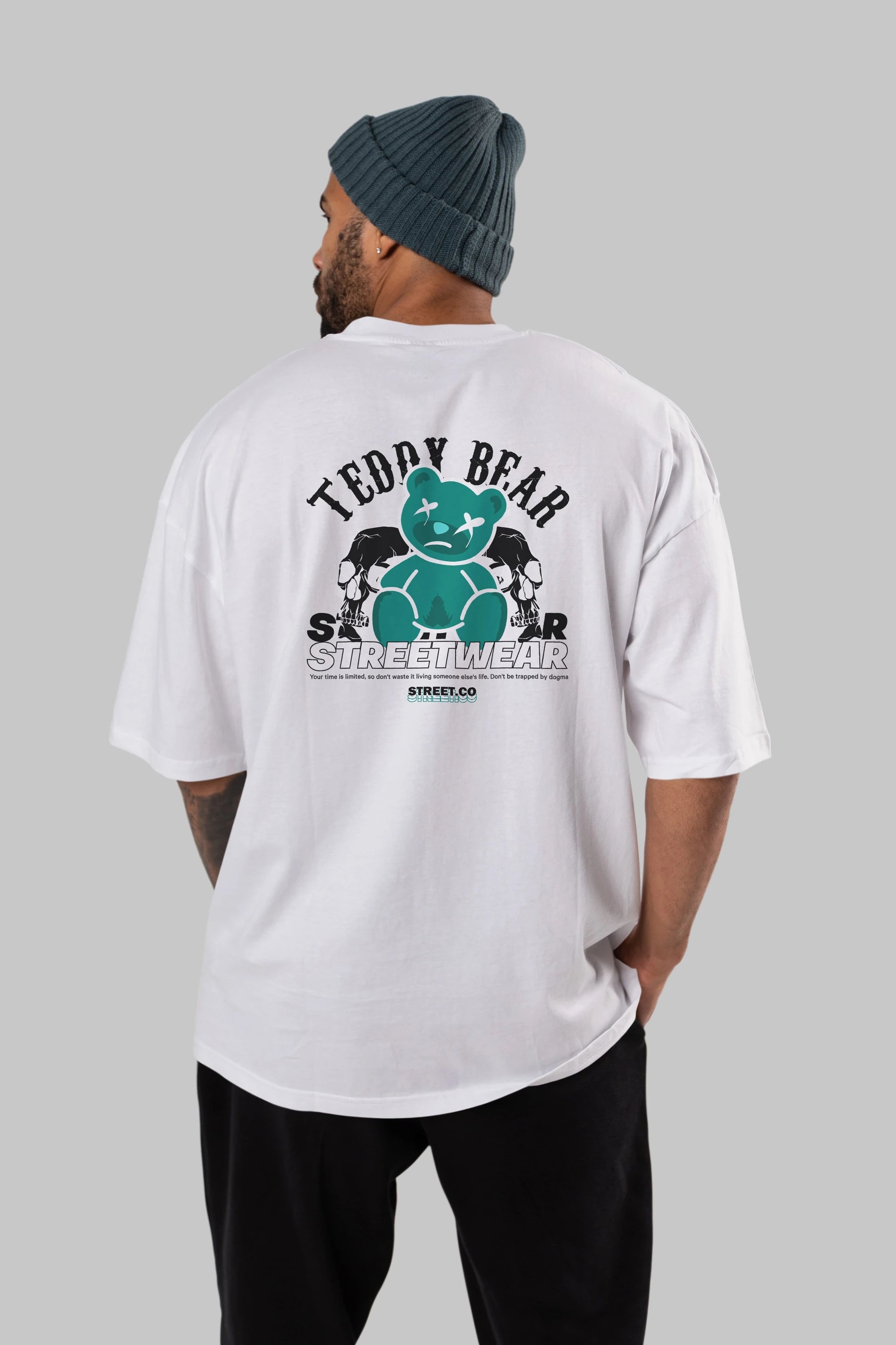 Teddy Bear Streetwear 2 Arka Baskılı Oversize t-shirt Erkek Kadın Unisex