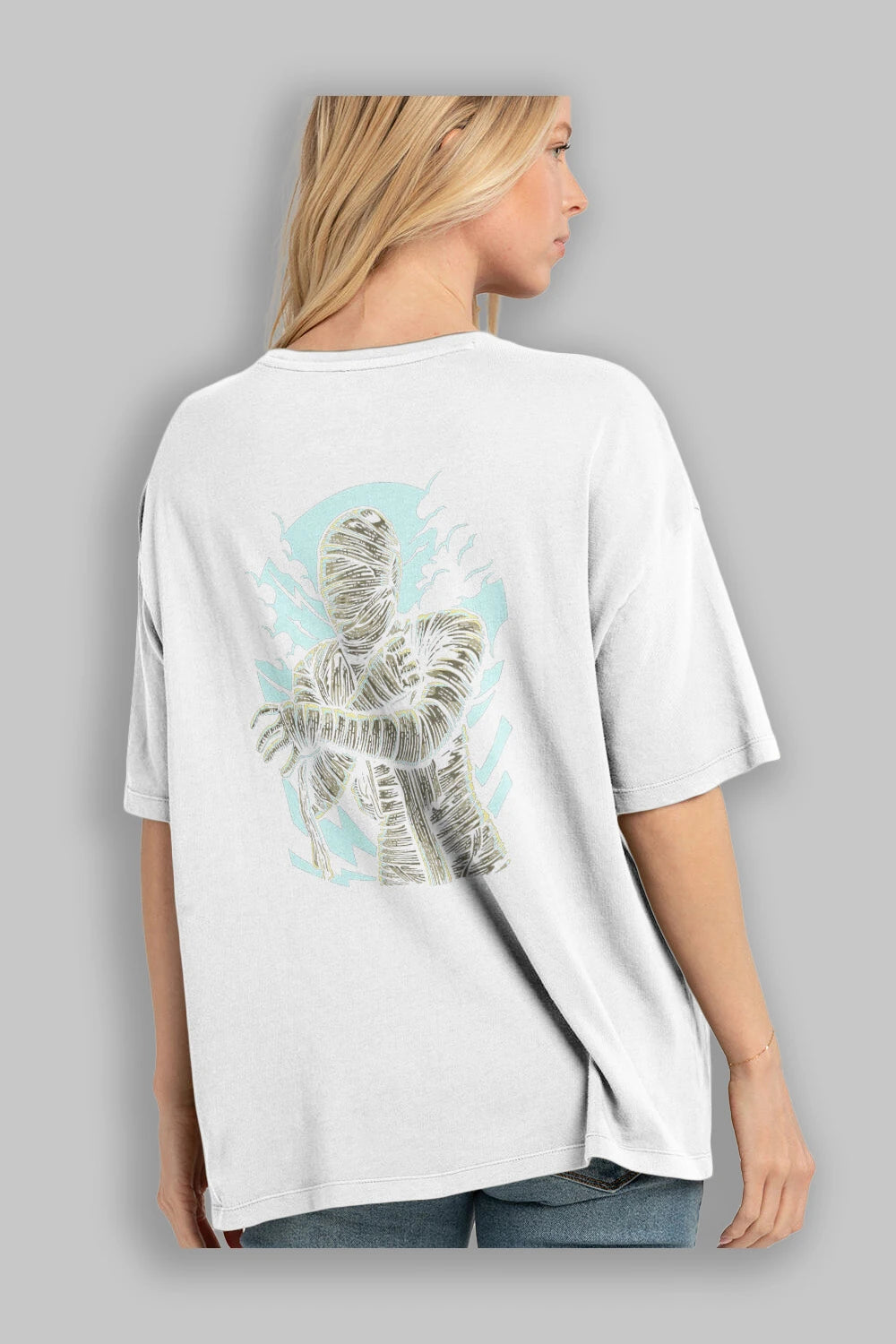 The Mummy Arka Baskılı Oversize t-shirt Erkek Kadın Unisex %100 Pamuk