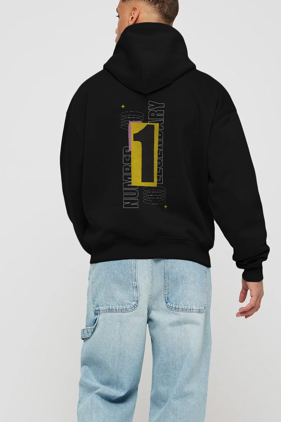 Number 1 Yazılı Arka Baskılı Oversize Hoodie Kapüşonlu Sweatshirt Erkek Kadın Unisex