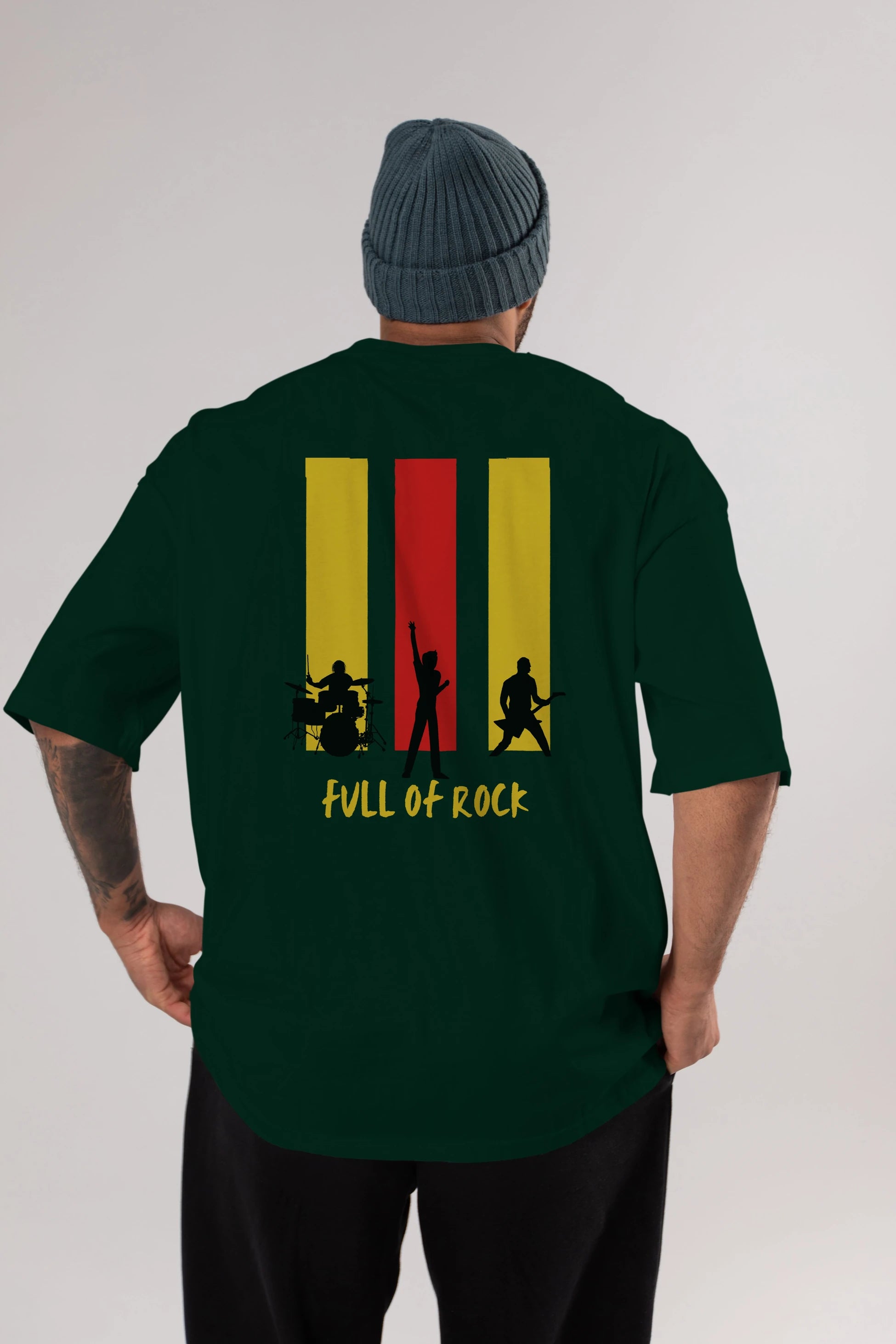 Full of Rock Yazılı Arka Baskılı Oversize t-shirt Erkek Kadın Unisex