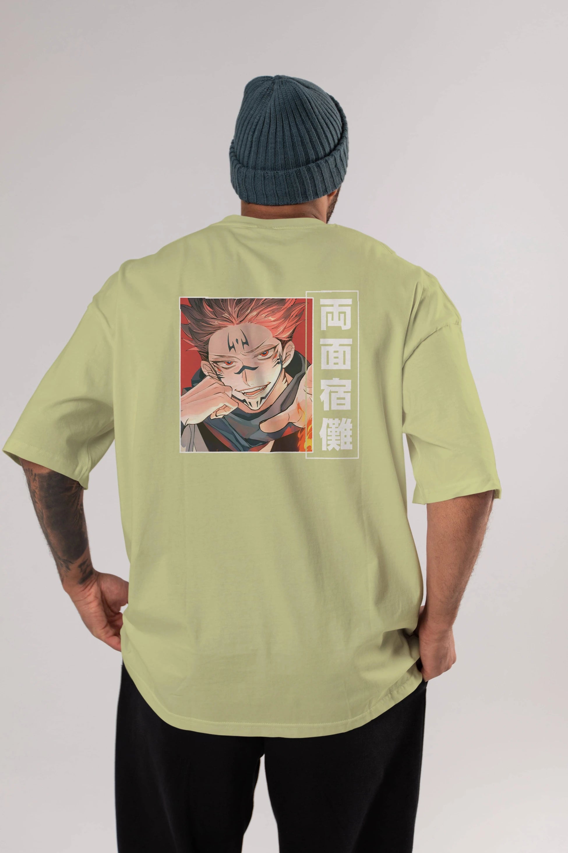 Sukuna Ryoumen 4 Anime Arka Baskılı Oversize t-shirt Erkek Kadın Unisex