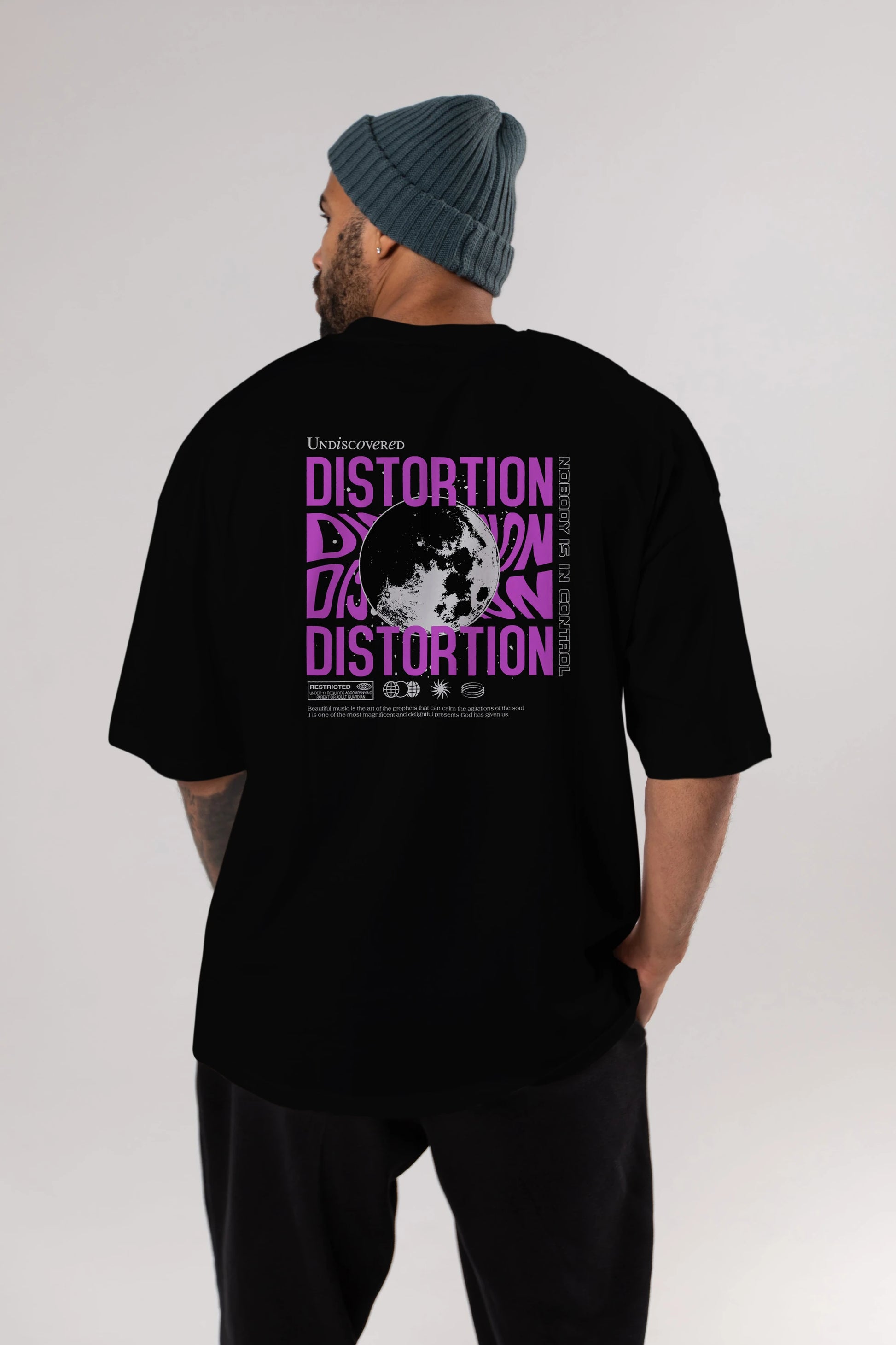Distortion Arka Baskılı Oversize t-shirt Erkek Kadın Unisex
