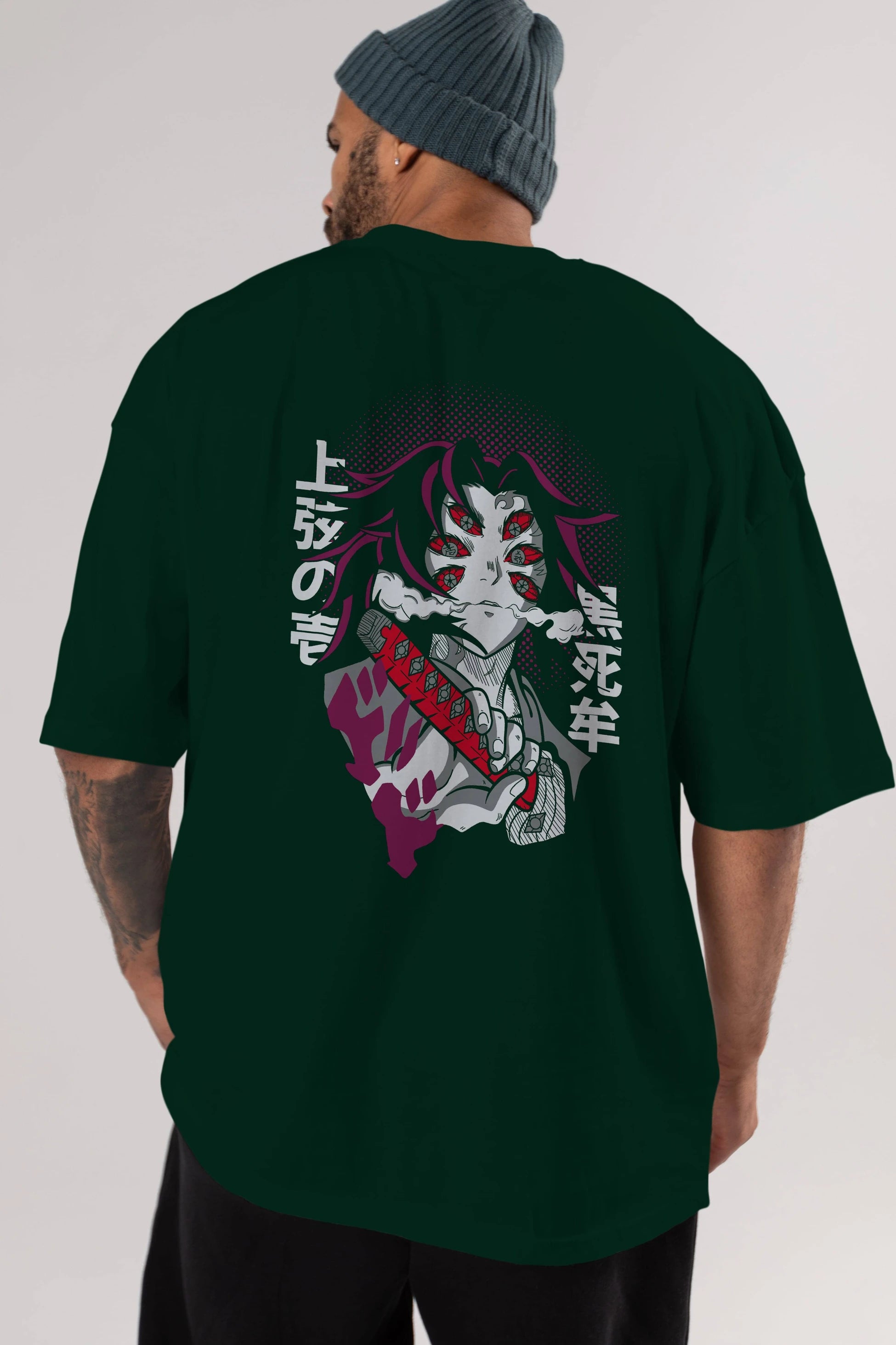 Kokushibo Anime Arka Baskılı Oversize t-shirt Erkek Kadın Unisex