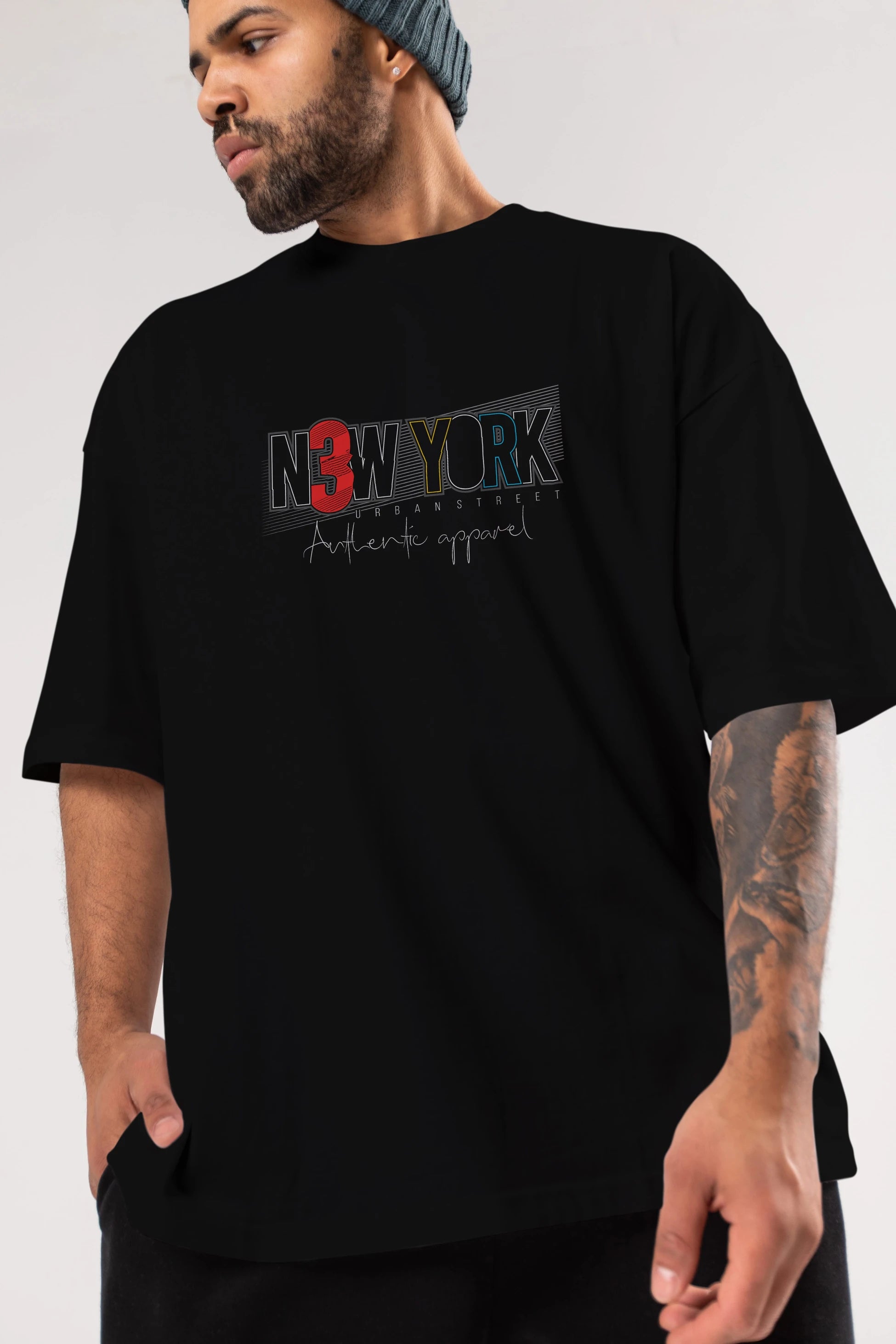 New York Ön Baskılı Oversize t-shirt Erkek Kadın Unisex