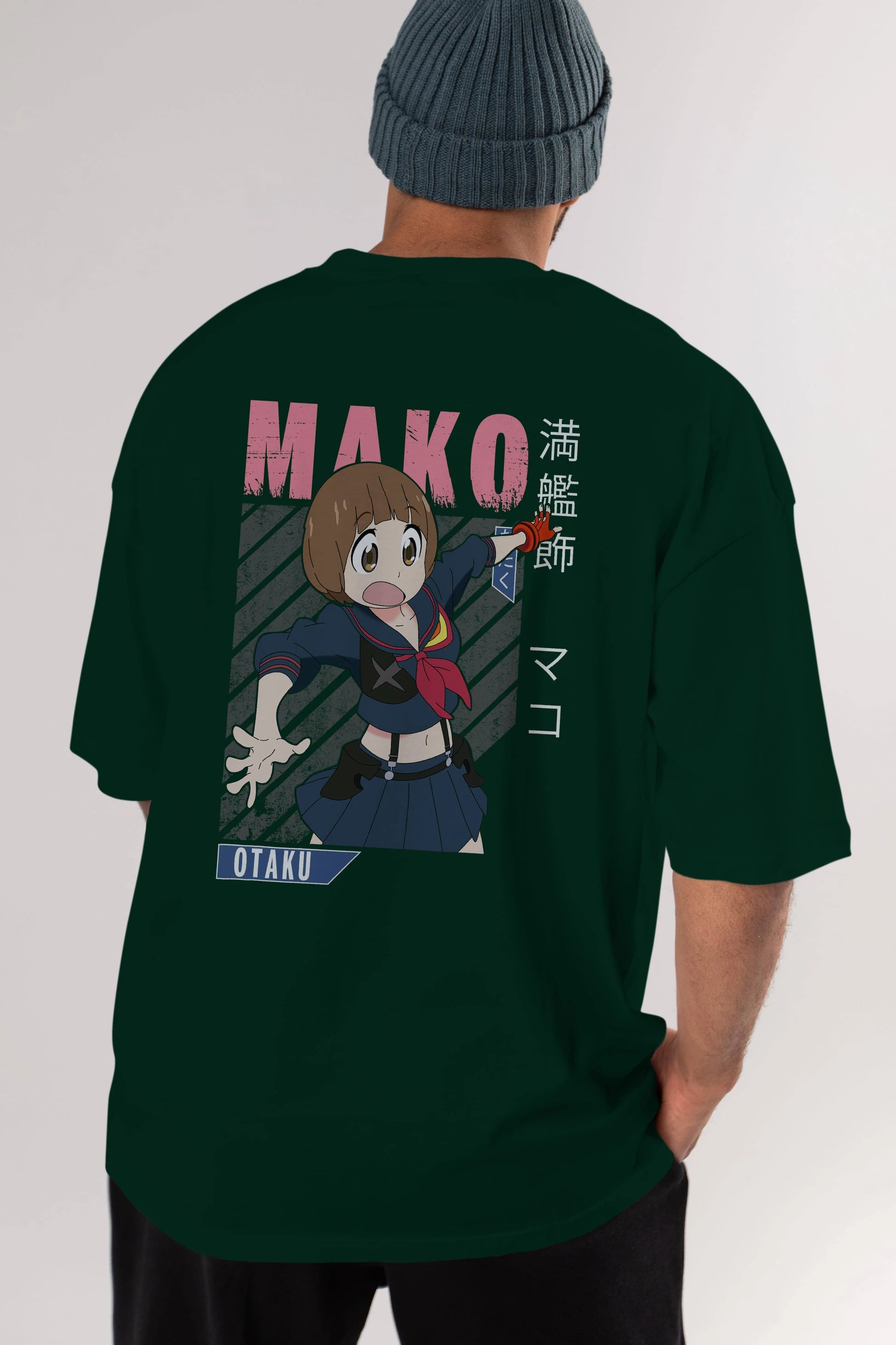 Mako Mankanshoku 2 Anime Arka Baskılı Oversize t-shirt Erkek Kadın Unisex