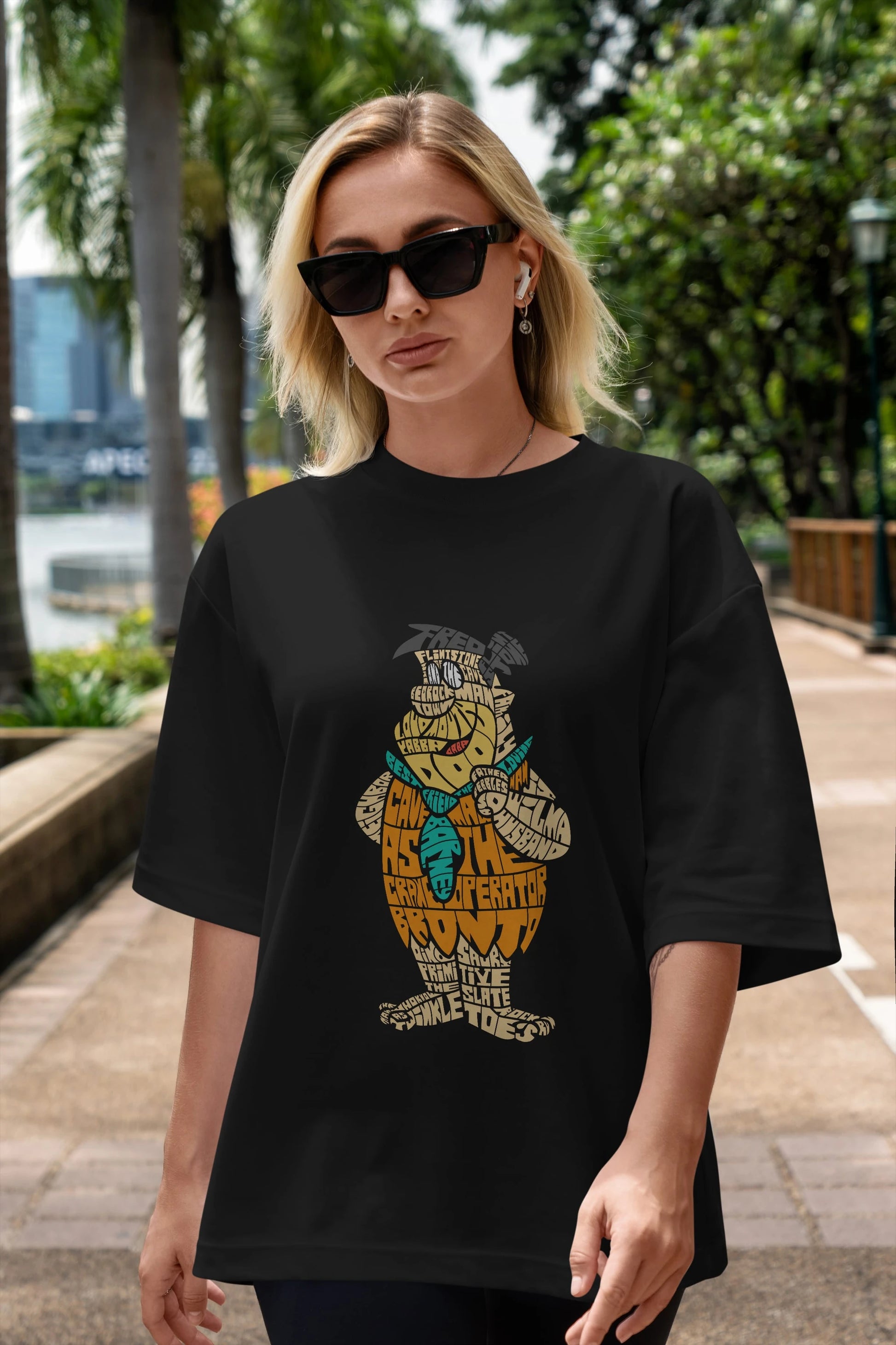 Fred Flintstone Ön Baskılı Oversize t-shirt %100 pamuk Erkek Kadın Unisex