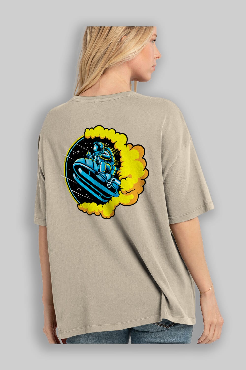 Astrojump with Snowmobile Arka Baskılı Oversize t-shirt Erkek Kadın Unisex