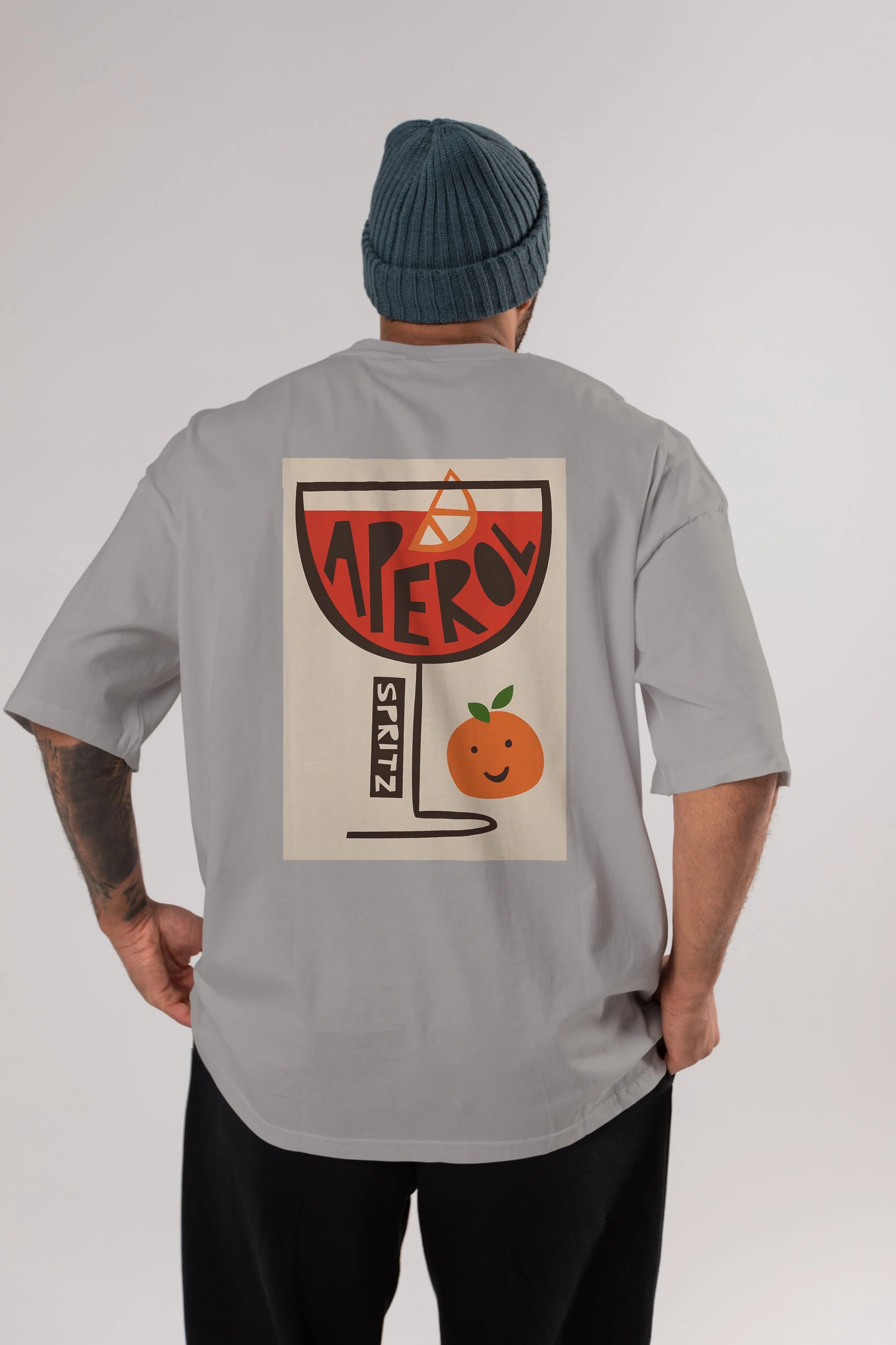 Aperol Spritz 9 Arka Baskılı Oversize t-shirt Erkek Kadın Unisex %100 Pamuk Bisiklet Yaka tişort