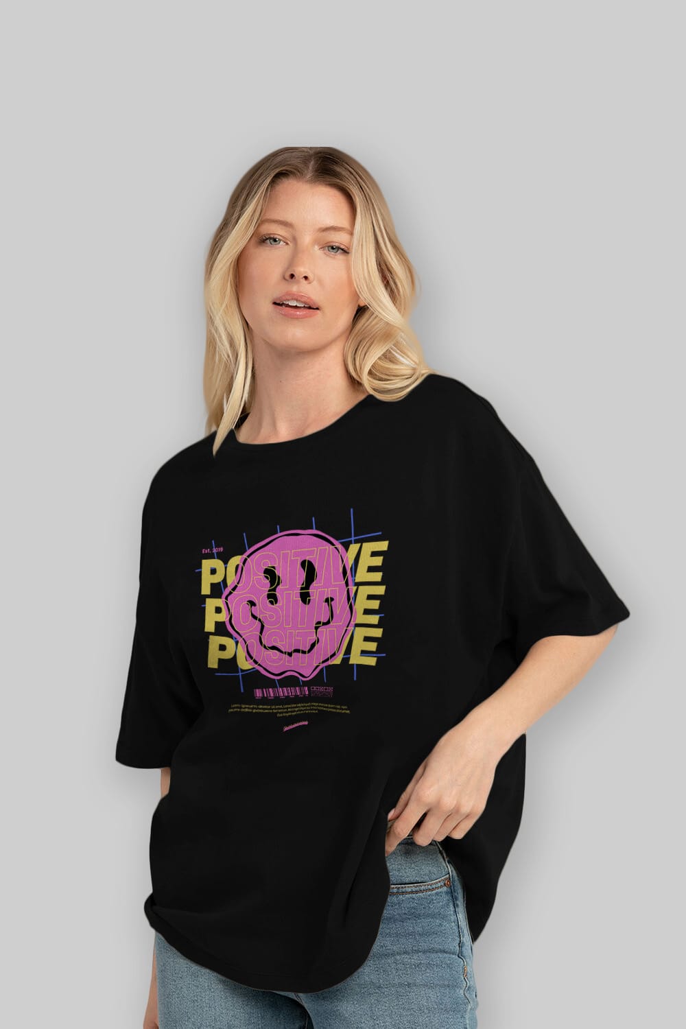 Positive 2 Ön Baskılı Oversize t-shirt Erkek Kadın Unisex