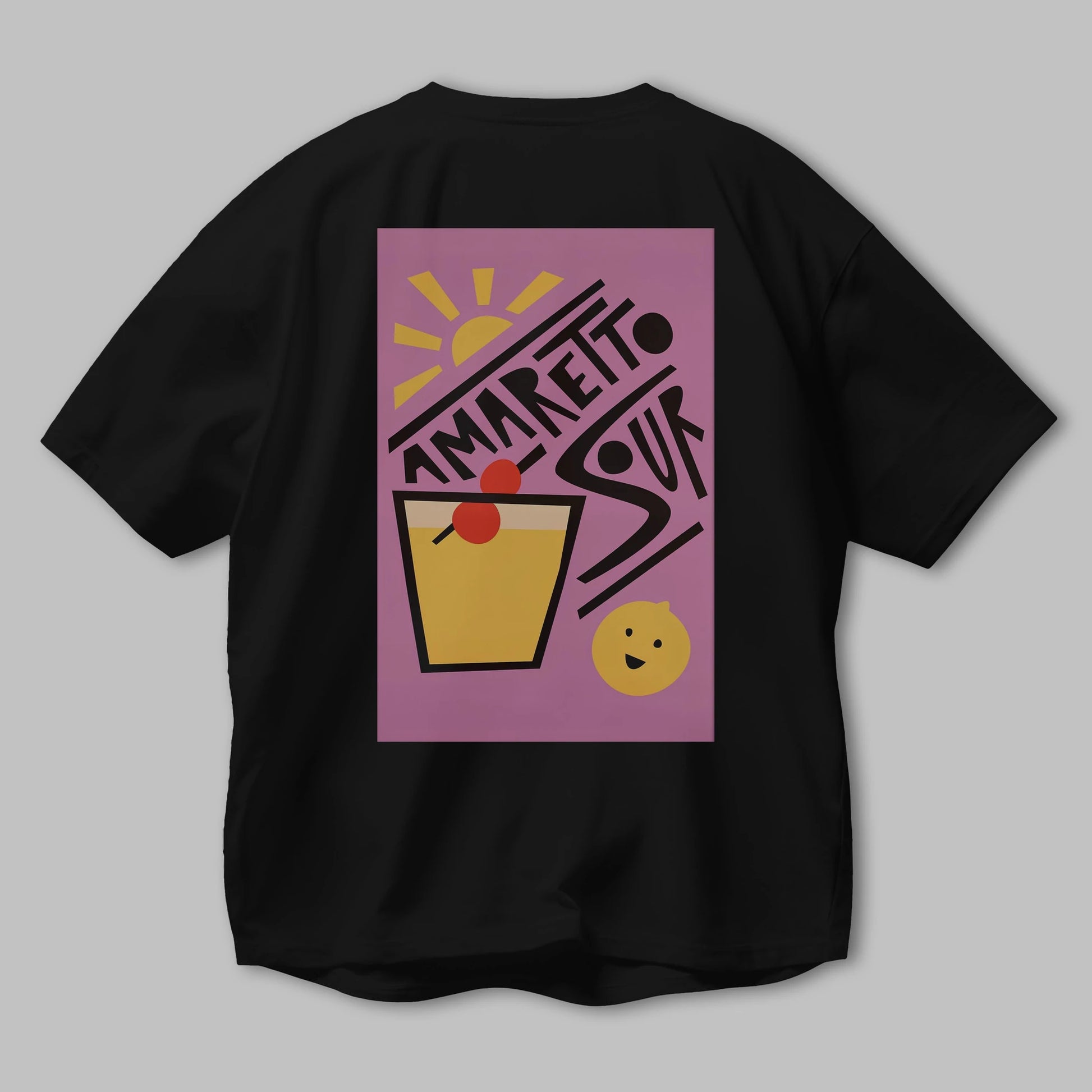Amaretto Sour Arka Baskılı Oversize t-shirt Erkek Kadın Unisex %100 Pamuk Bisiklet Yaka tişort