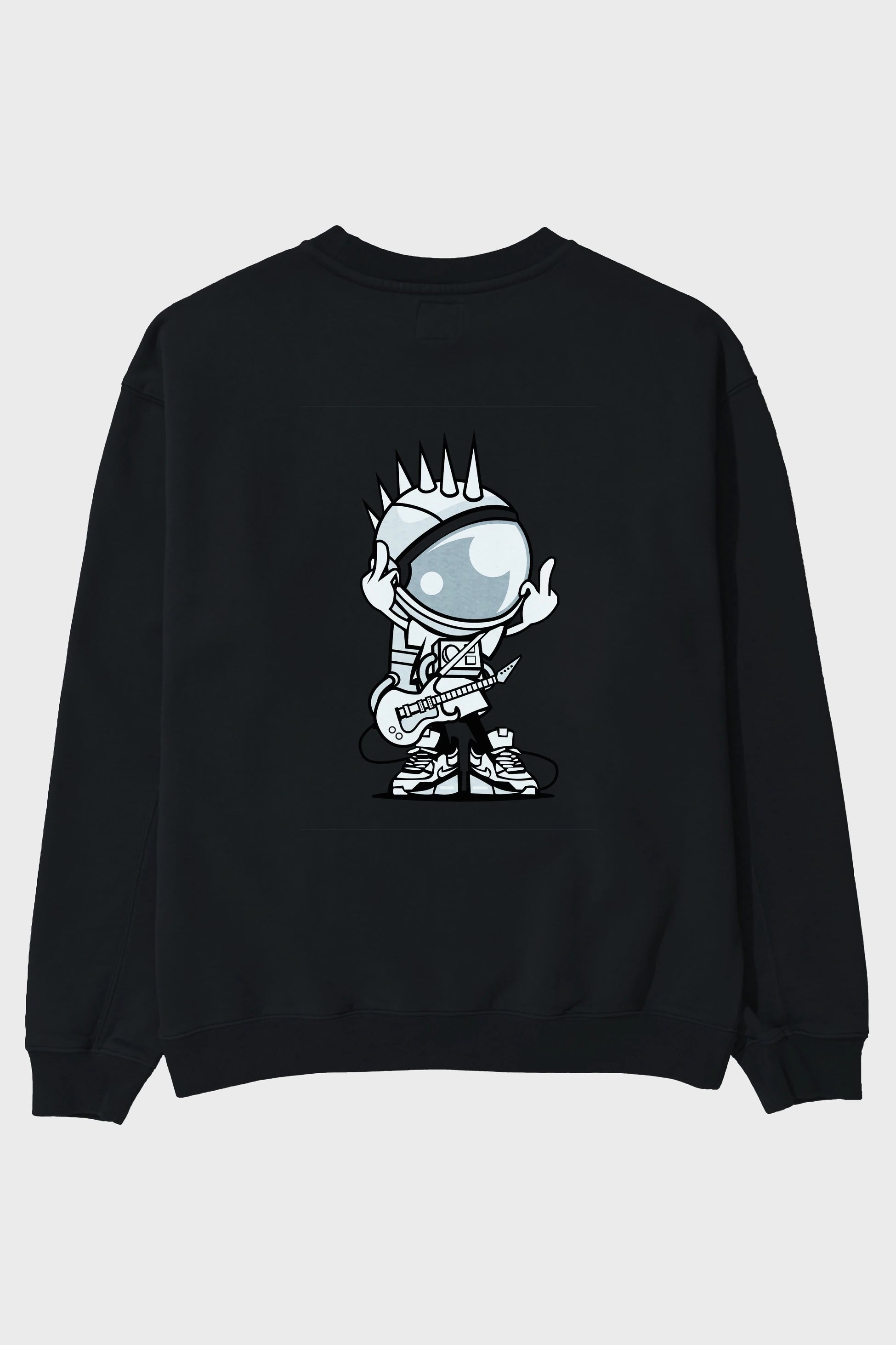 Astronaut Punk Rock Arka Baskılı Oversize Sweatshirt Erkek Kadın Unisex