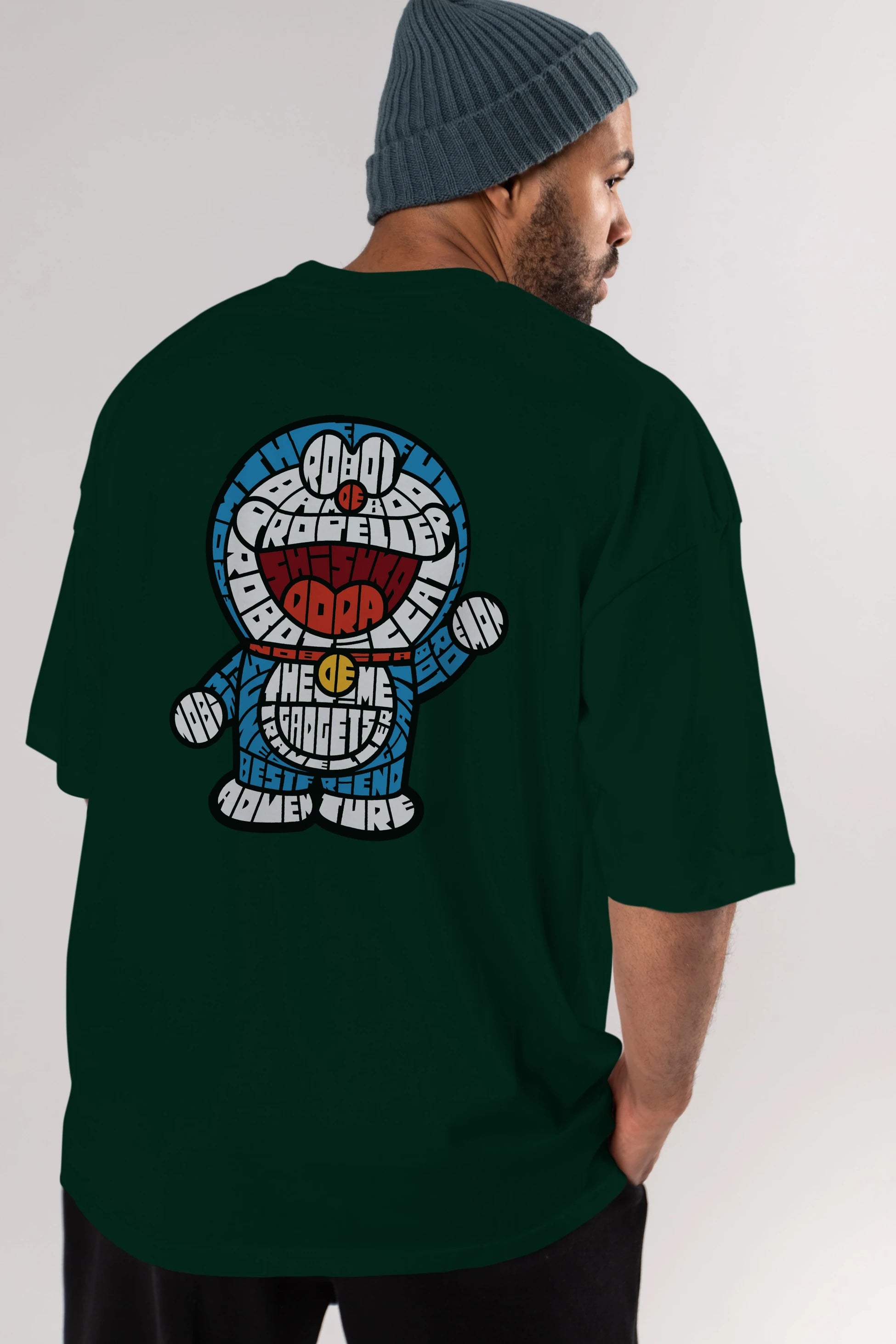 Robotic cat Arka Baskılı Oversize t-shirt %100 pamuk Erkek Kadın Unisex
