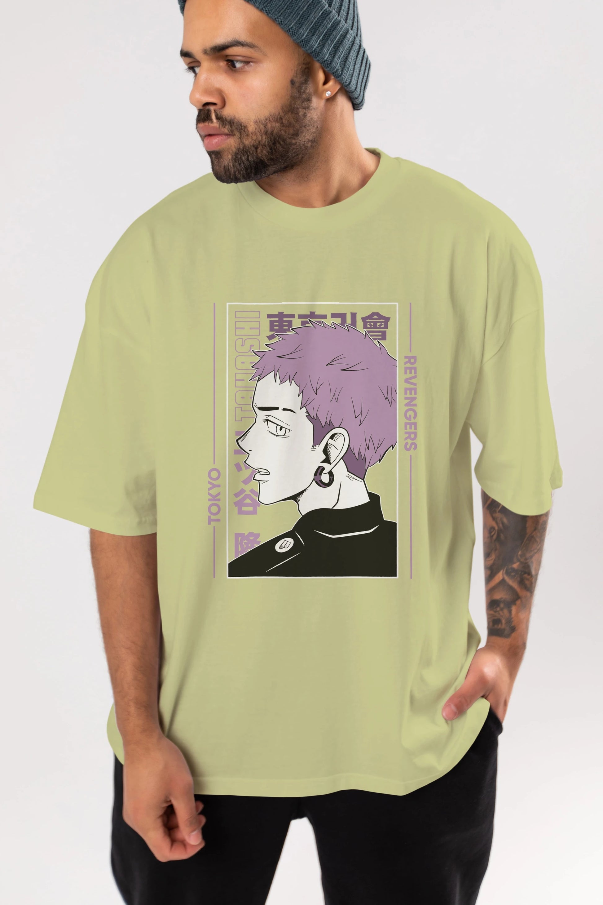 Takashi Mitsuya Anime Ön Baskılı Oversize t-shirt %100 pamuk Erkek Kadın Unisex