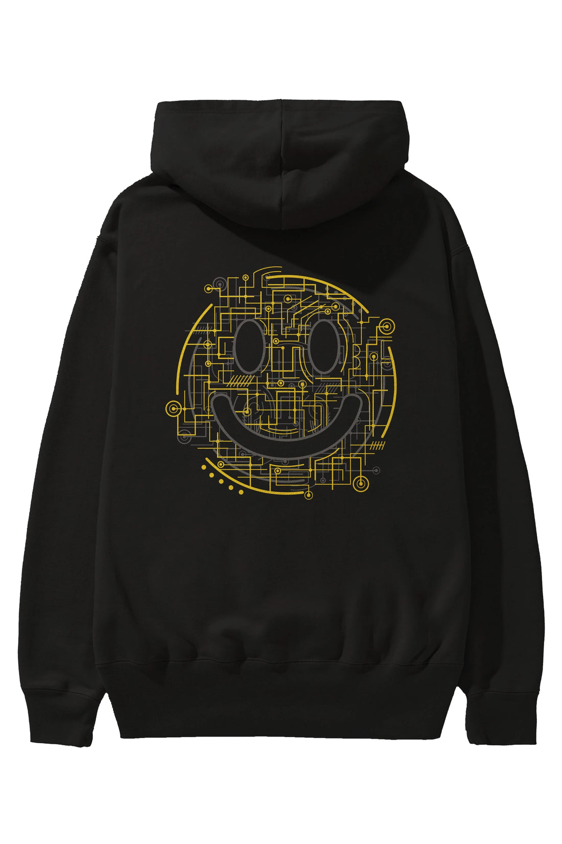Electric Smiley Arka Baskılı Hoodie Oversize Kapüşonlu Sweatshirt Erkek Kadın Unisex