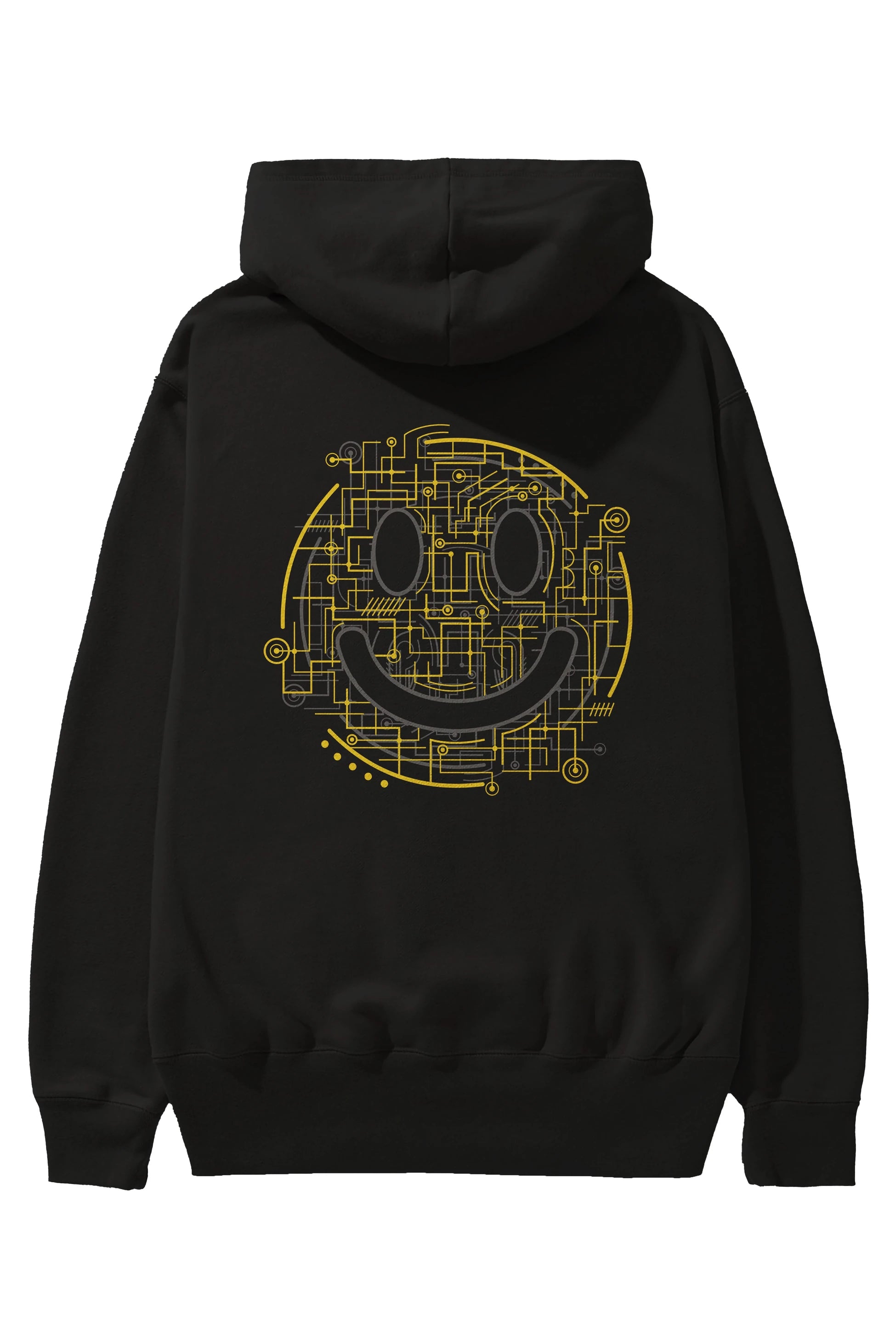 Electric Smiley Arka Baskılı Hoodie Oversize Kapüşonlu Sweatshirt Erkek Kadın Unisex