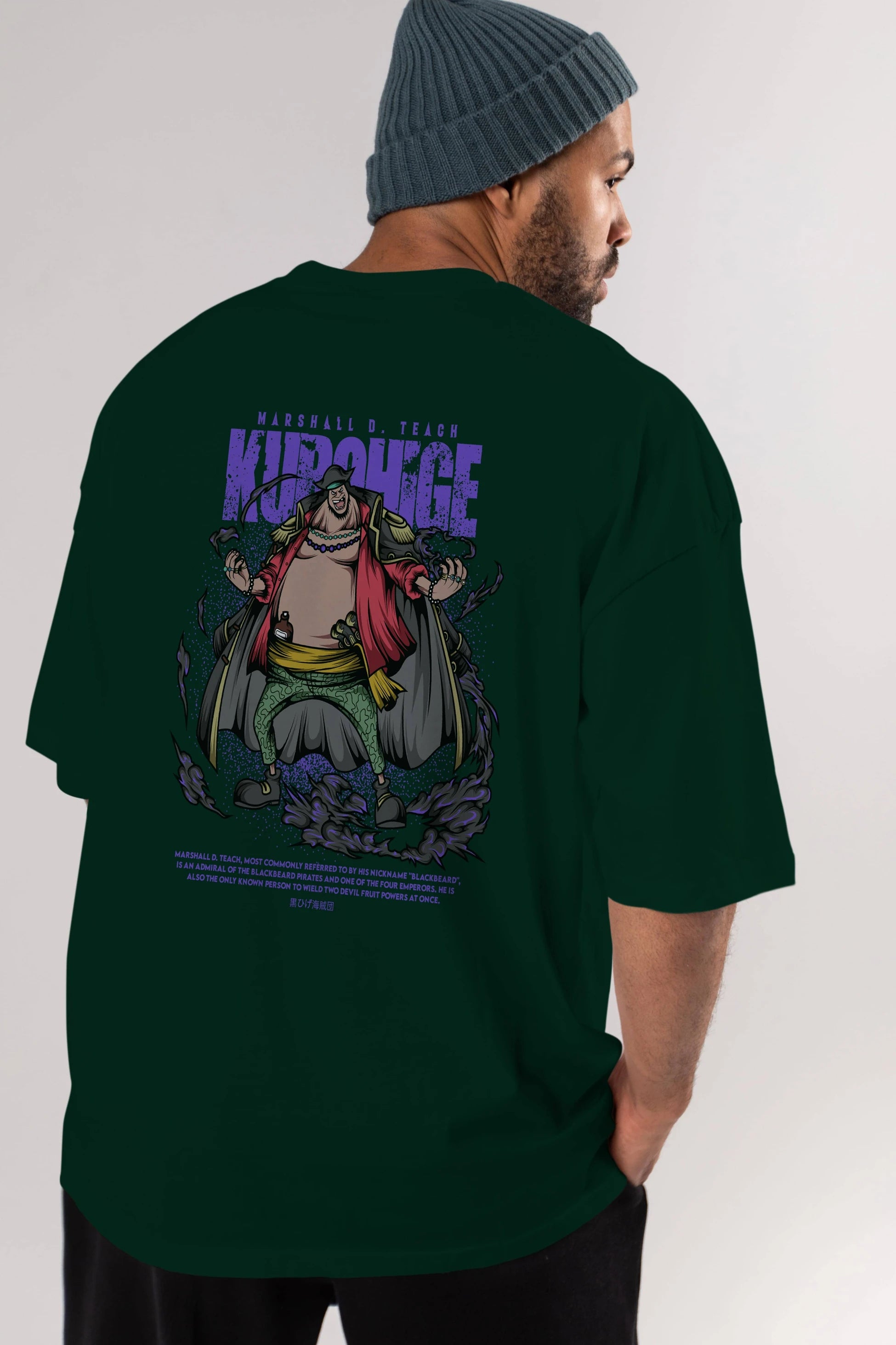 Marshall D. Teach Anime Arka Baskılı Oversize t-shirt Erkek Kadın Unisex
