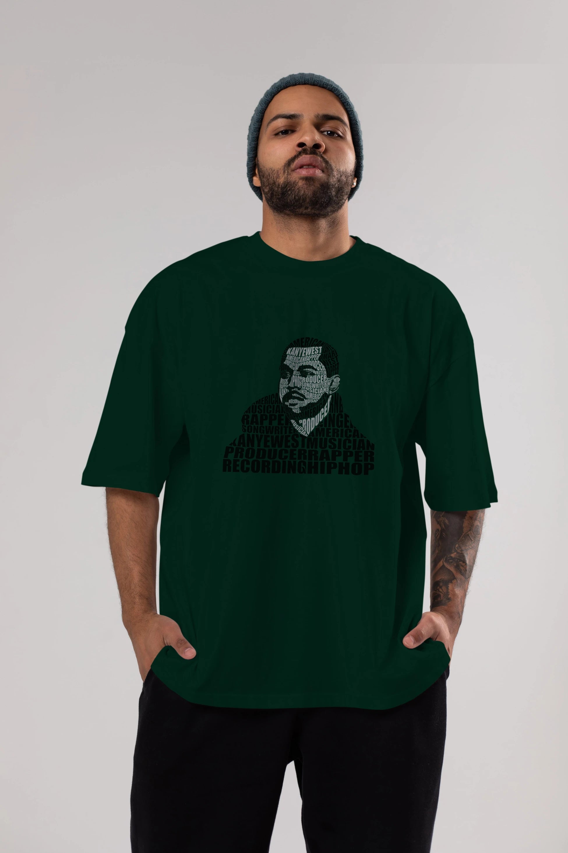 Kanye West Calligram Ön Baskılı Oversize t-shirt %100 pamuk Erkek Kadın Unisex