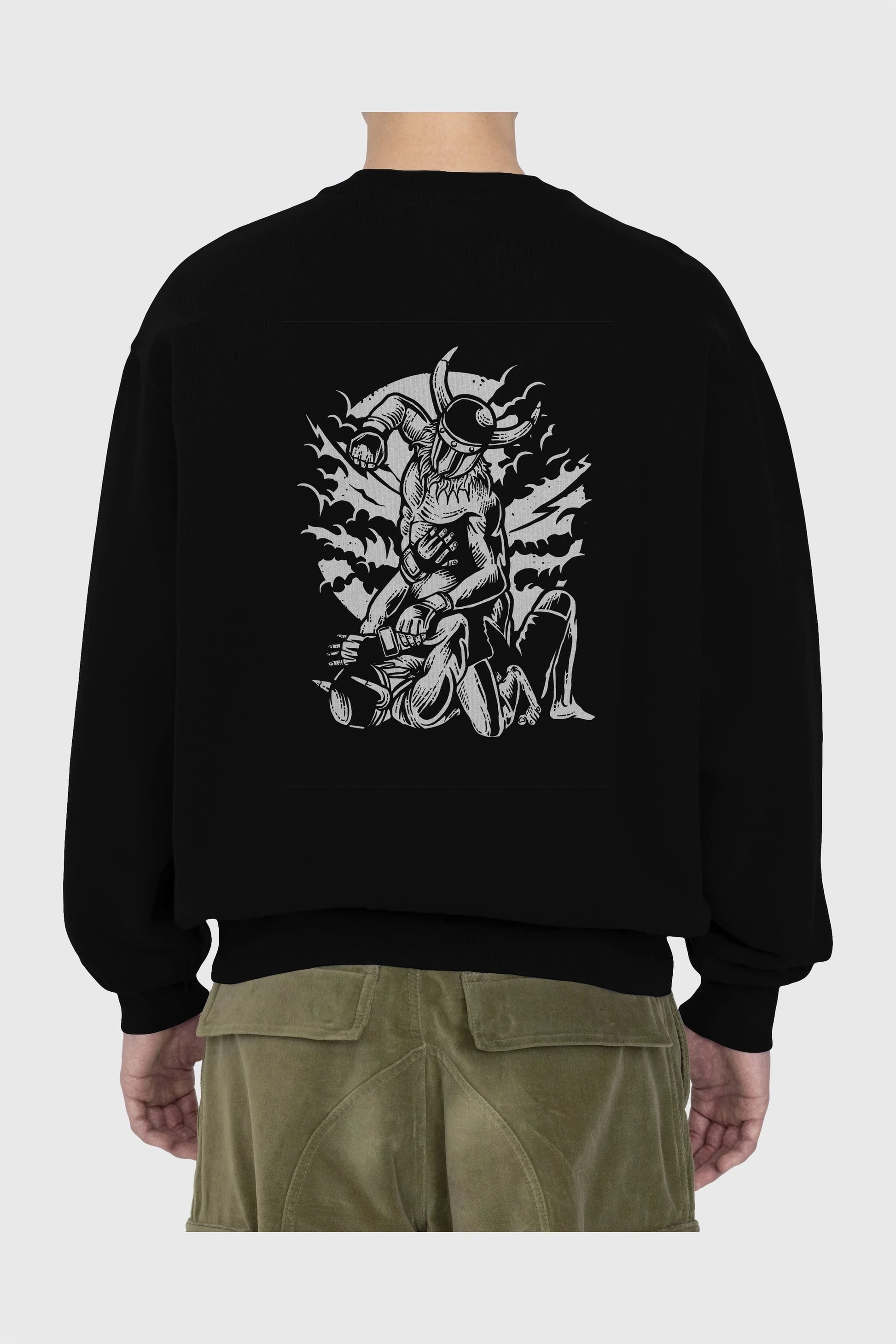 Viking MMA Fighter Arka Baskılı Oversize Sweatshirt Erkek Kadın Unisex