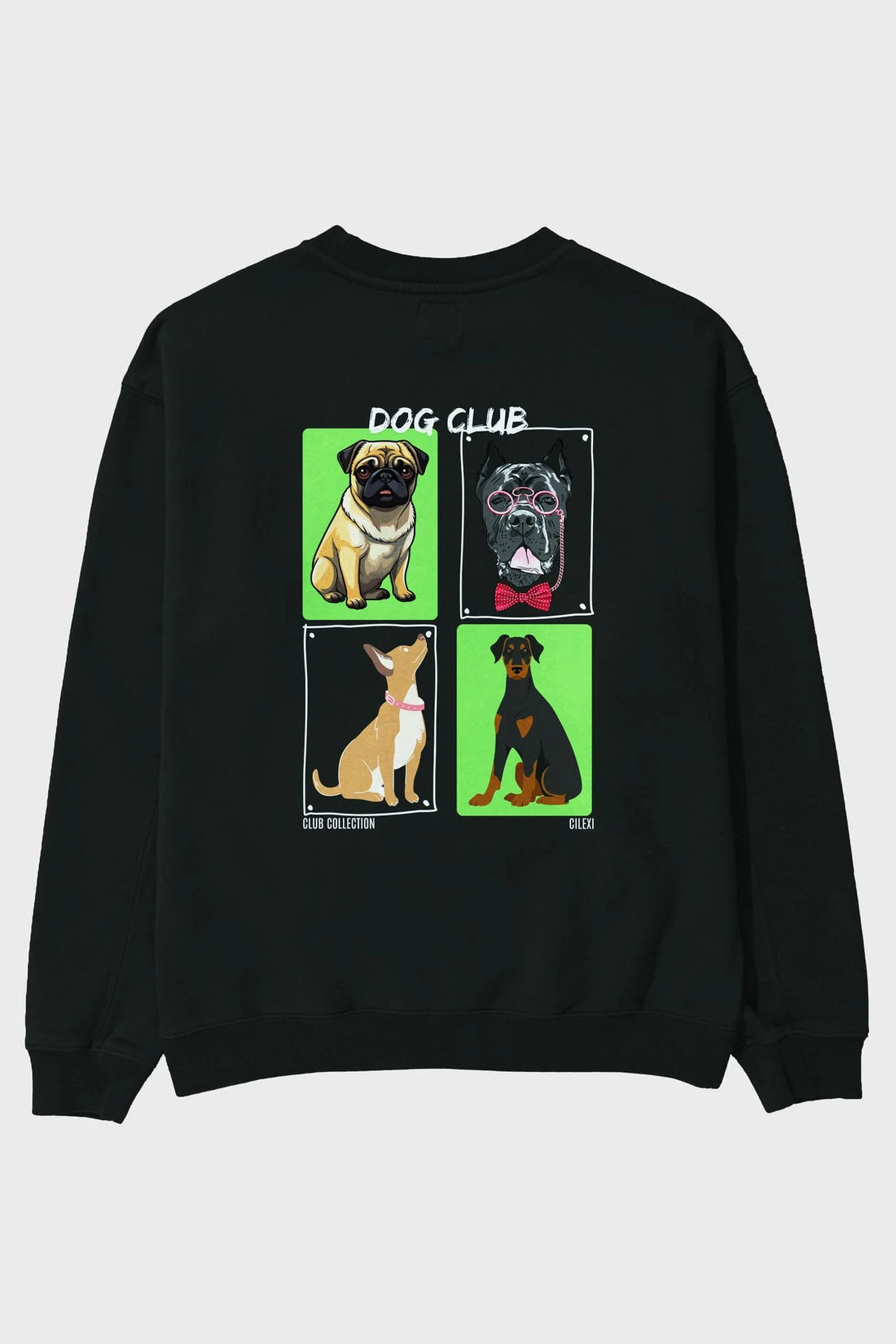 Dog Club Arka Baskılı Oversize Sweatshirt Erkek Kadın Unisex
