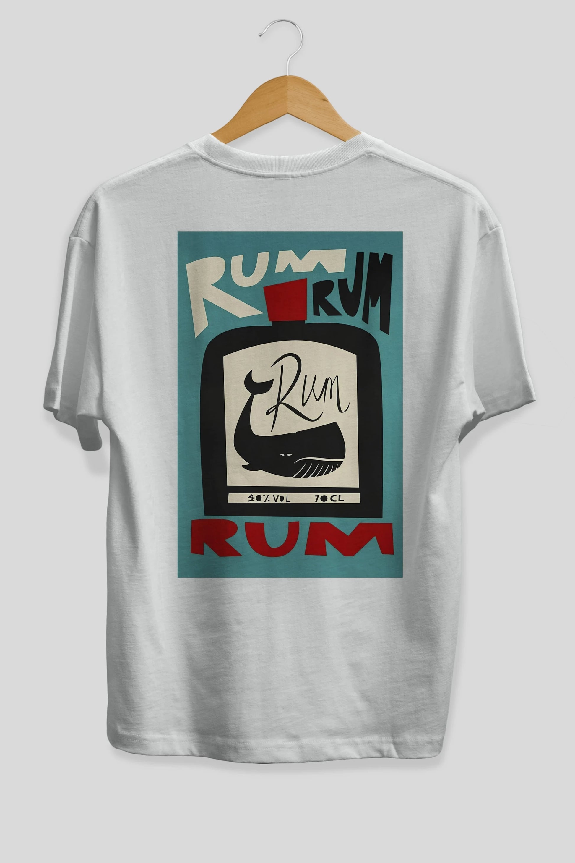 Rum Arka Baskılı Oversize t-shirt Erkek Kadın Unisex %100 Pamuk Bisiklet Yaka tişort