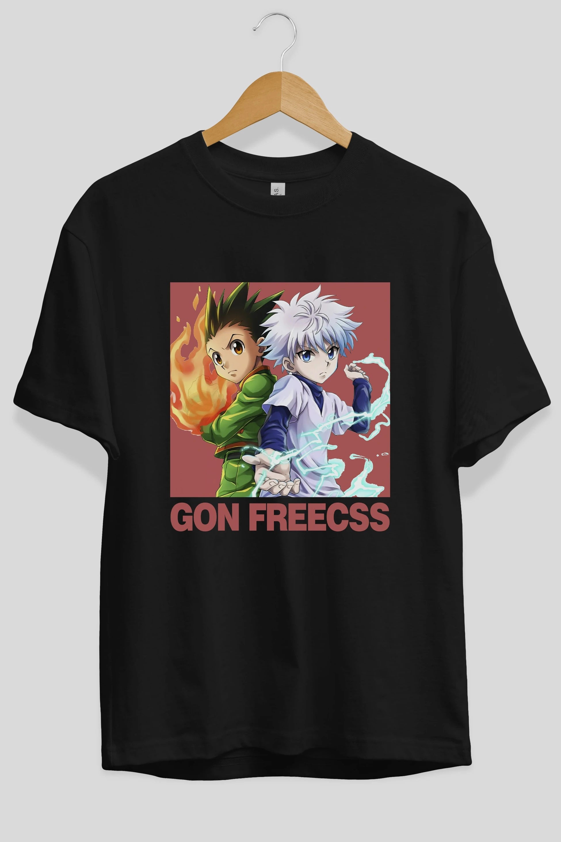 Gon Freecss HUNTER X HUNTER 4 Anime Ön Baskılı Oversize t-shirt %100 pamuk Erkek Kadın Unisex