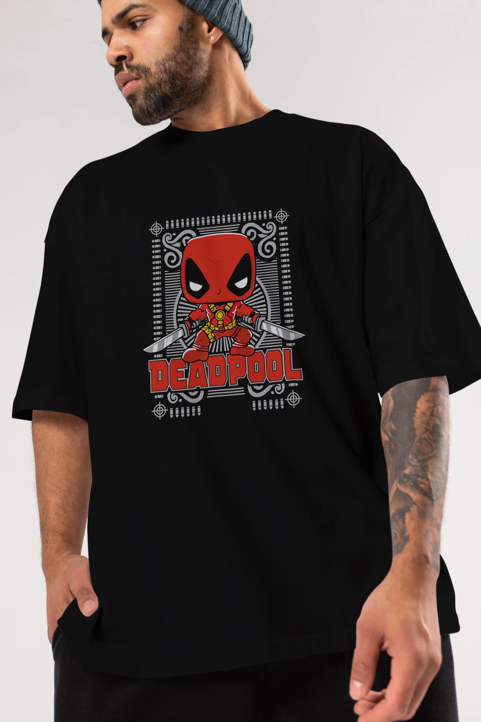 Deadpool (17) Ön Baskılı Oversize t-shirt Erkek Kadın Unisex %100 Pamuk Bisiklet Yaka tişort