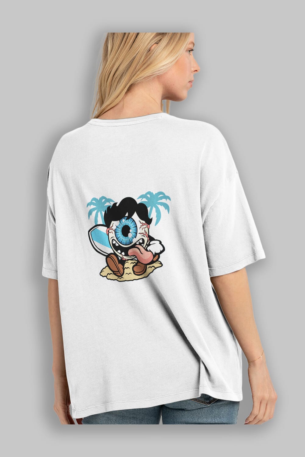 Eye Ball Surfer Arka Baskılı Oversize t-shirt Erkek Kadın Unisex %100 Pamuk tişort