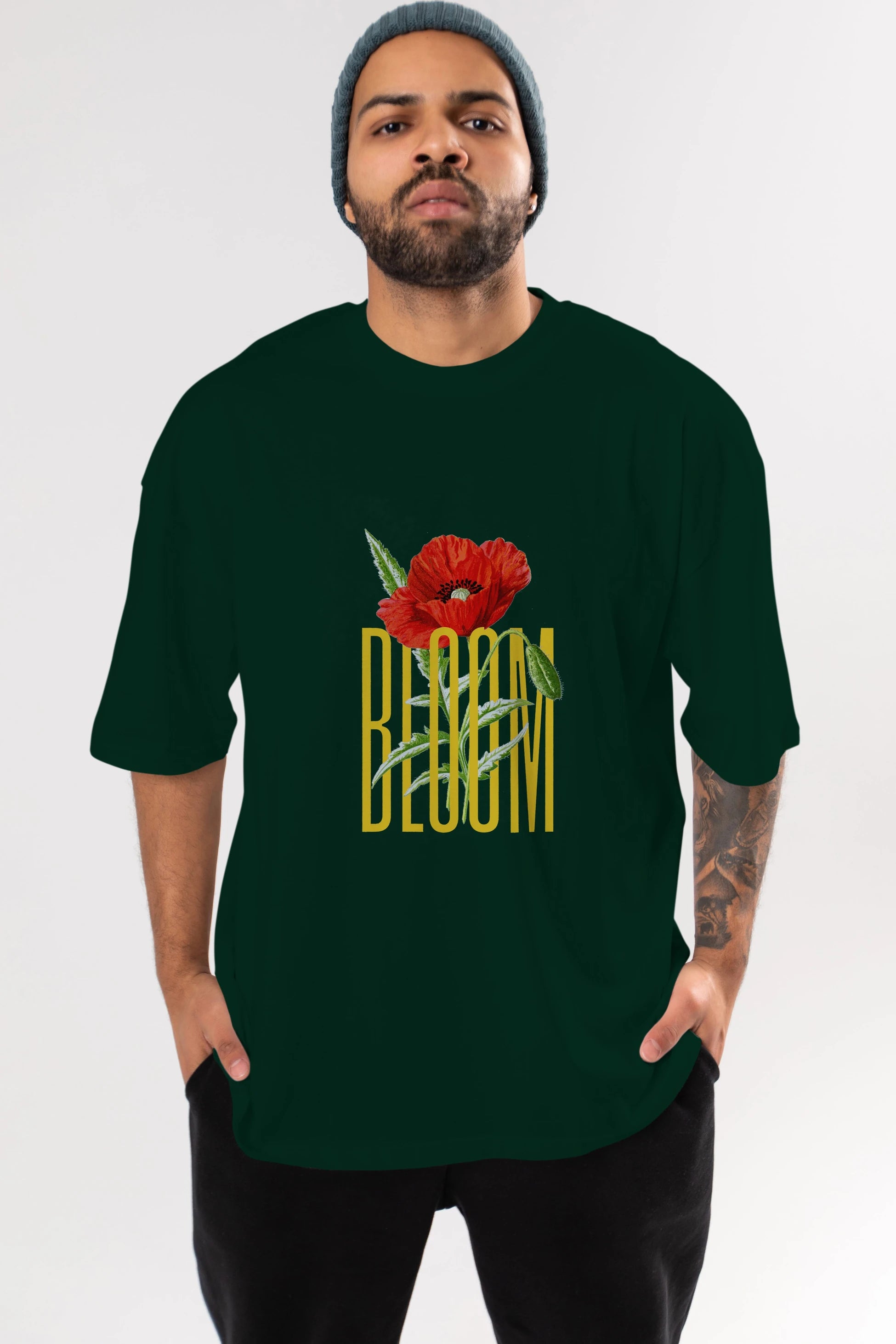 Bloom Flower Ön Baskılı Oversize t-shirt Erkek Kadın Unisex