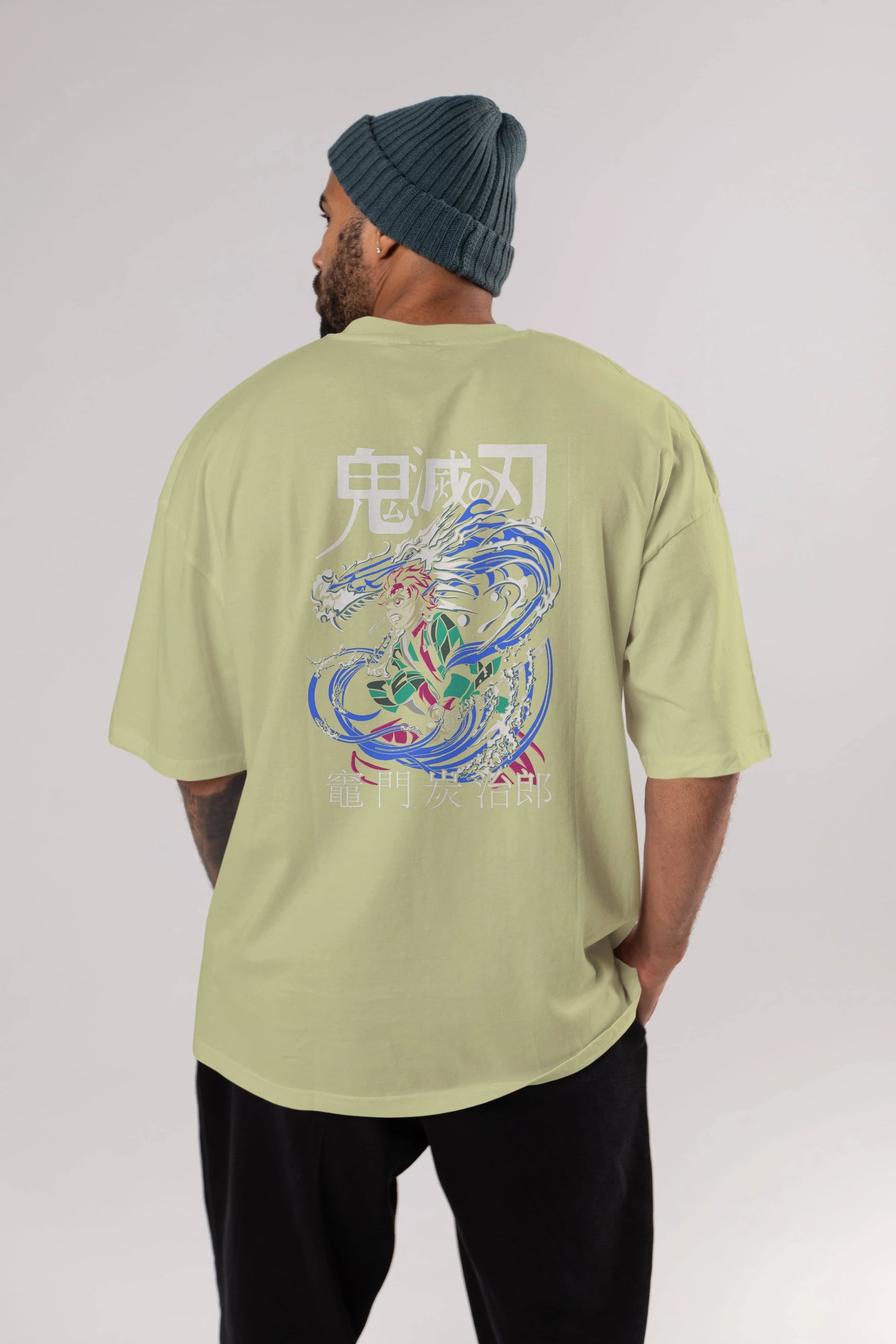 TANJIRO KAMADO 2 Anime Arka Baskılı Oversize t-shirt Erkek Kadın Unisex