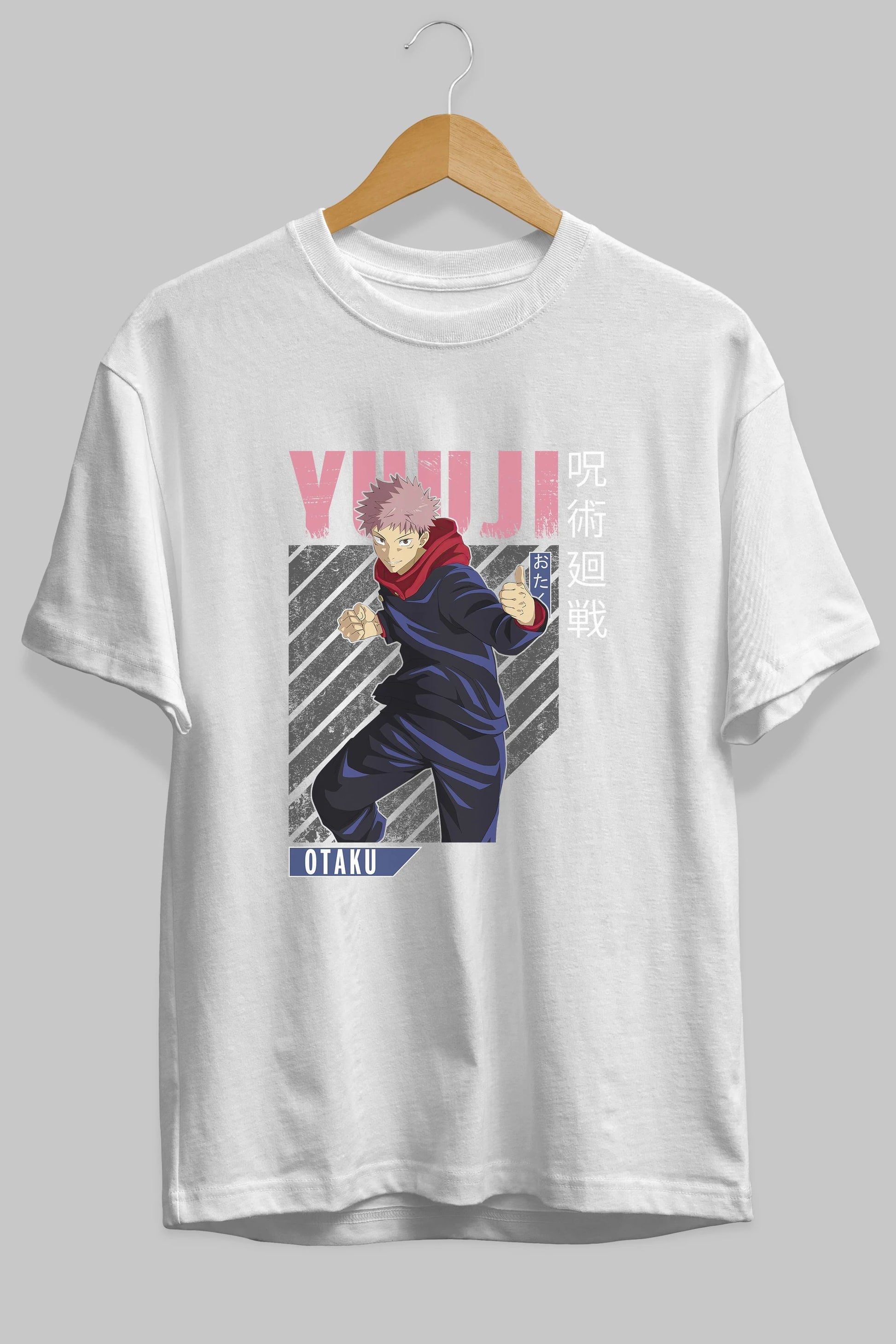 Yuuji Itadori Anime Ön Baskılı Oversize t-shirt %100 pamuk Erkek Kadın Unisex