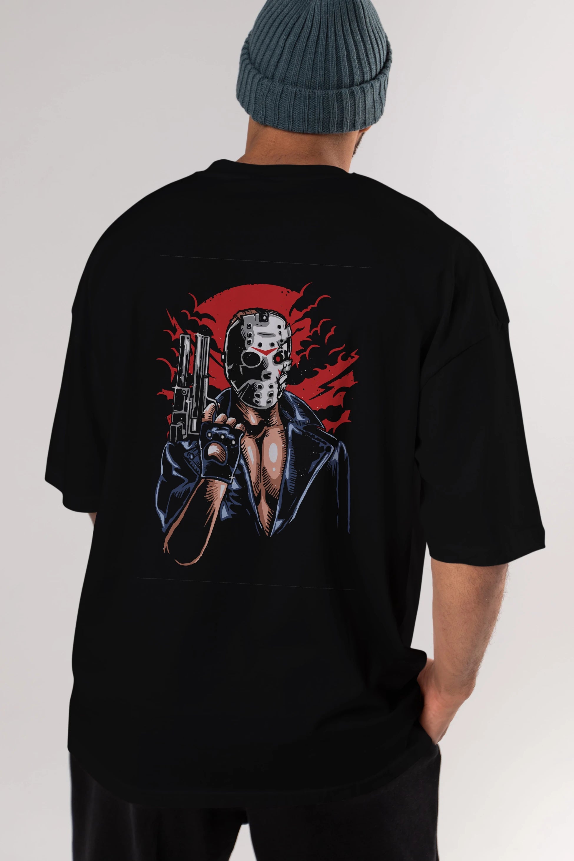 Jason Will Be Back Arka Baskılı Oversize t-shirt Erkek Kadın Unisex %100 Pamuk